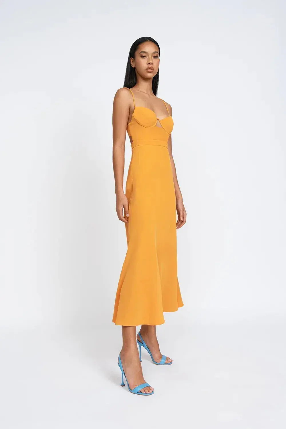 By Johnny Callia Wire Midi Dress in Apricot Orange Size 6 - Image 1