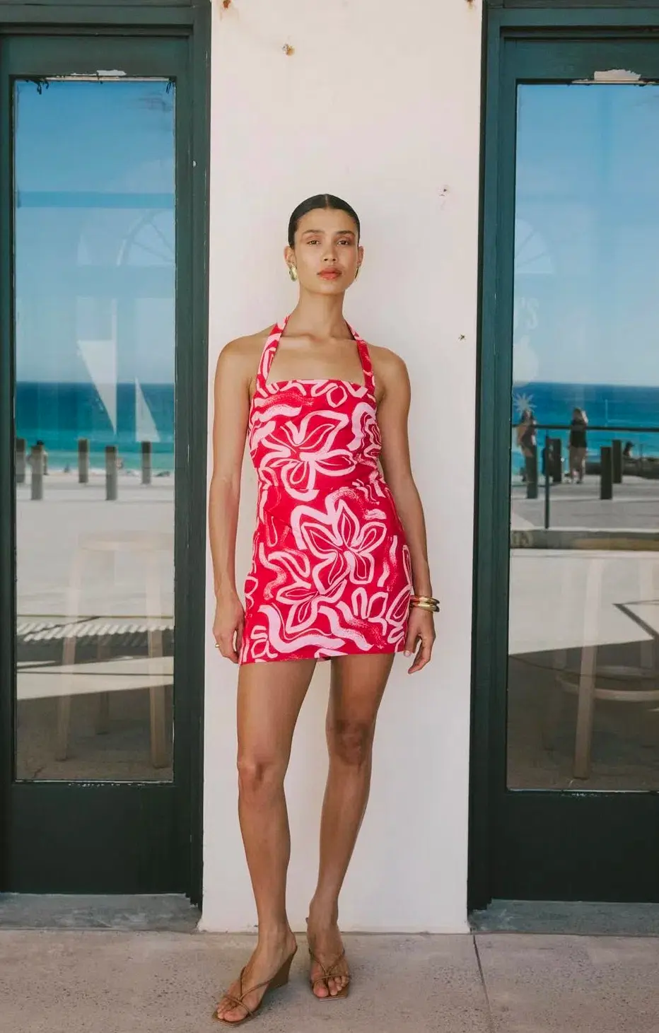 Kookai Soley Rouched Mini Dress Pink/Red Size 8 - Image 1