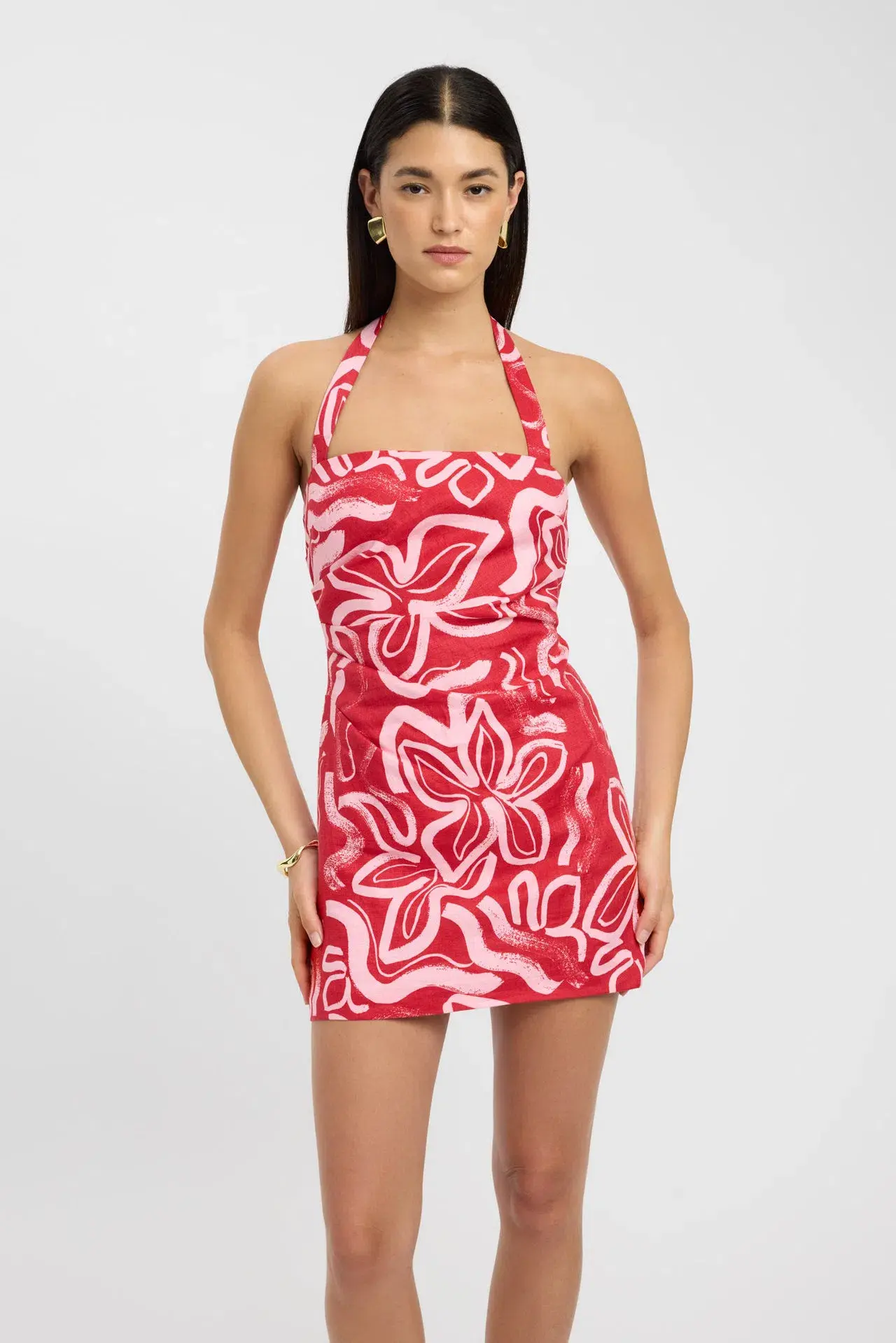 Kookai Soley Rouched Mini Dress Pink/Red Size 8 - Image 7