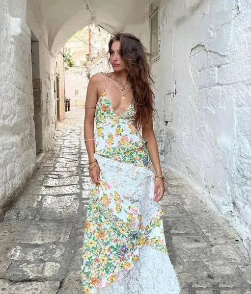 For Love and Lemons Rosalyn Maxi Dress Marigold Floral Size 8 - Image 4