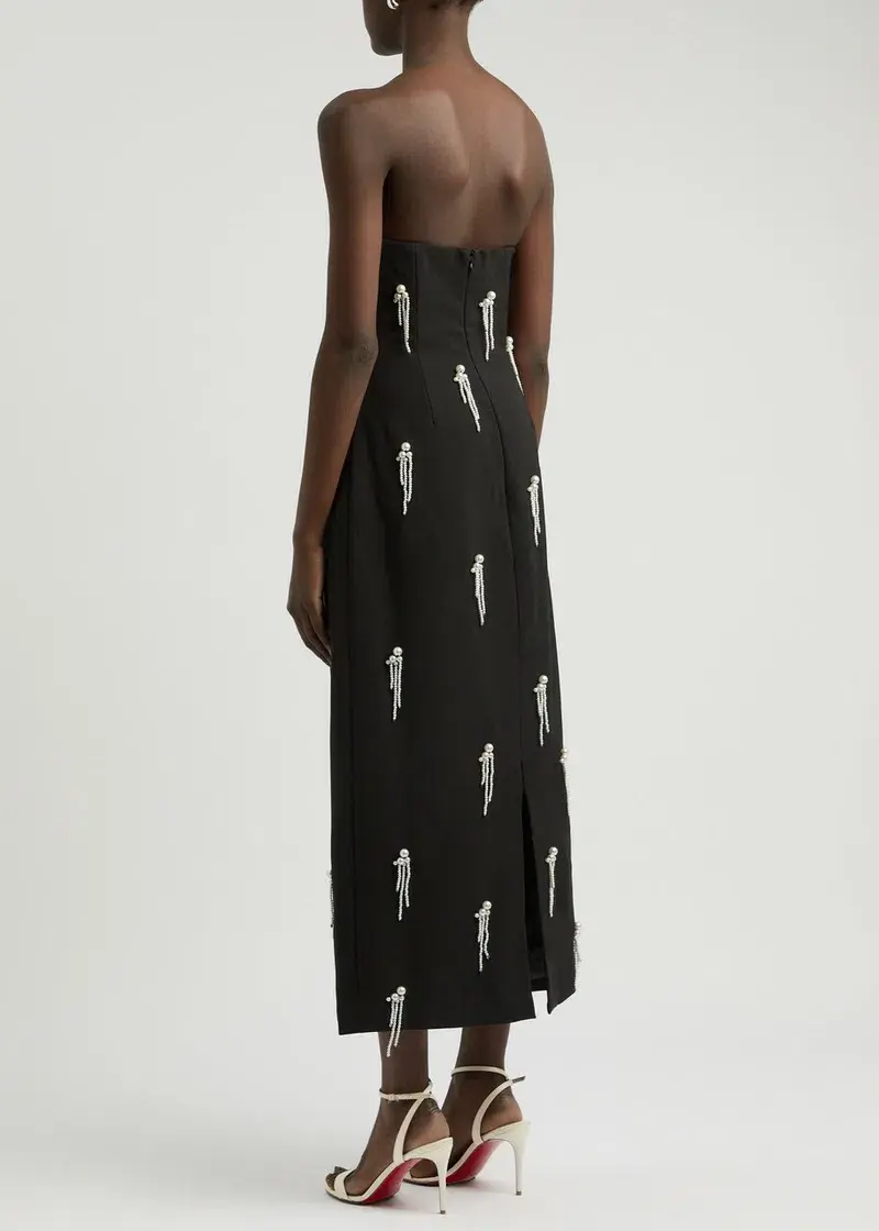Odd Muse The Ultimate Muse Strapless Pearl-embellished Midi Dress Black Size AU 10 - Image 7