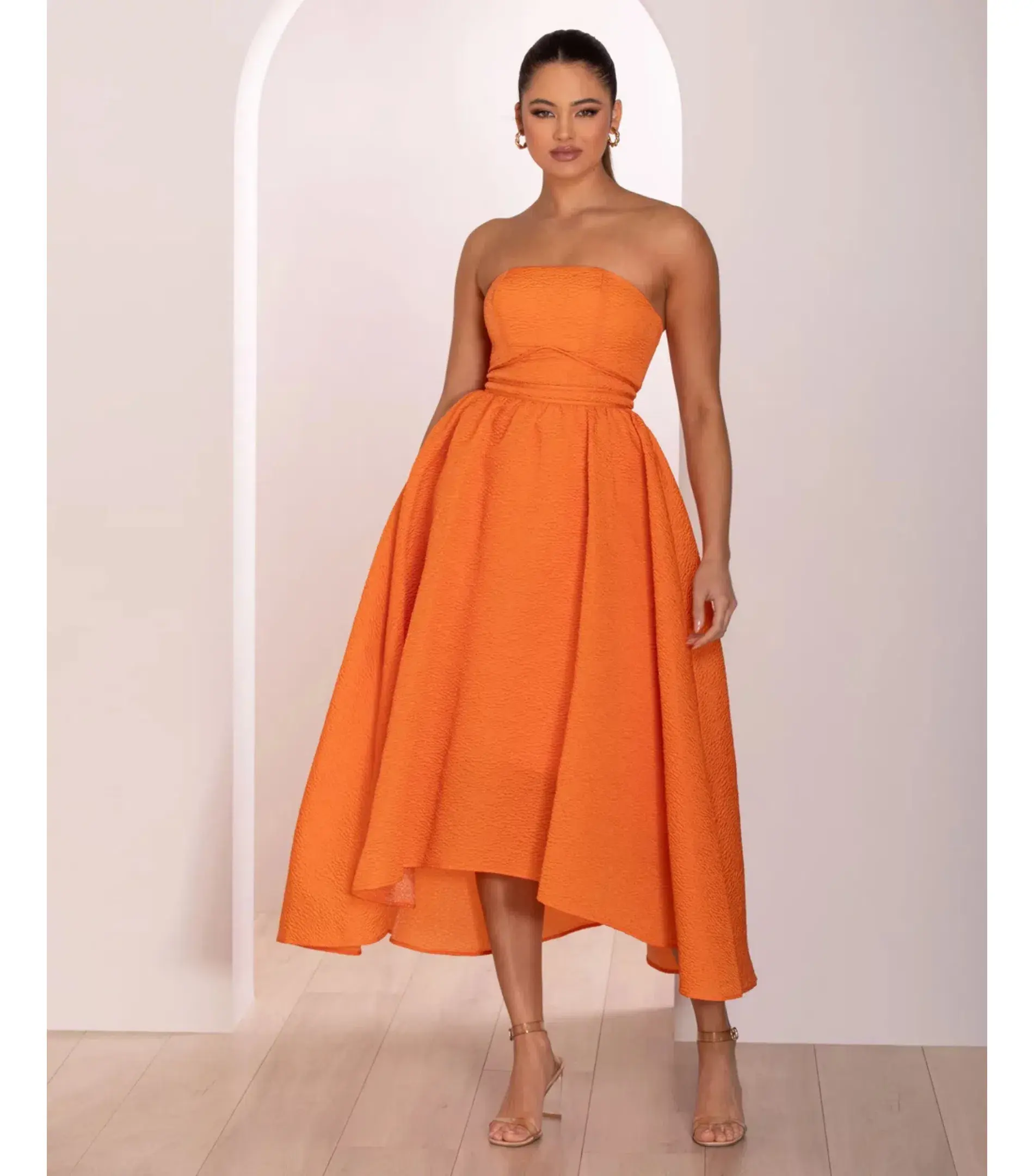 Pilgrim Adalyn Midi Dress in Orange Size AU 18  - Image 2
