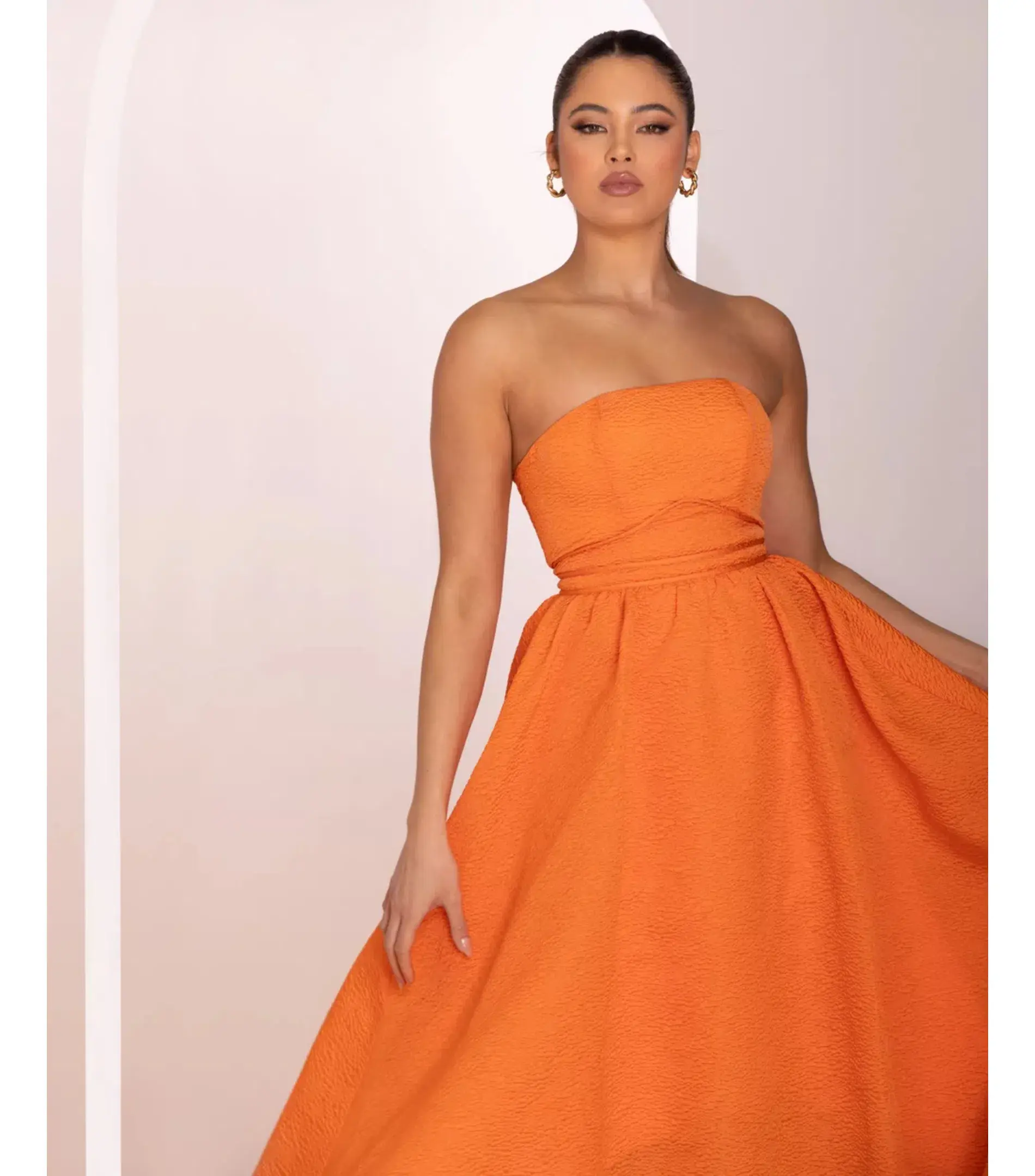 Pilgrim Adalyn Midi Dress in Orange Size AU 18  - Image 6
