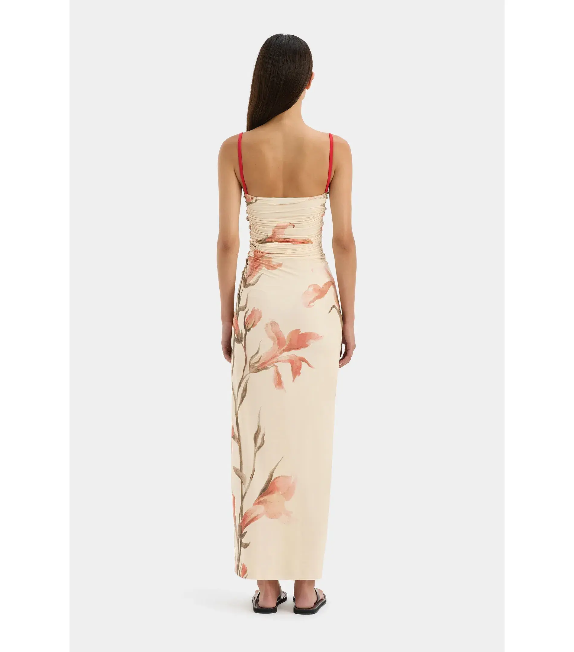 Sir the Label Hana Ruched Midi Dress Gladioli Print Size 2 / AU 10 - Image 3