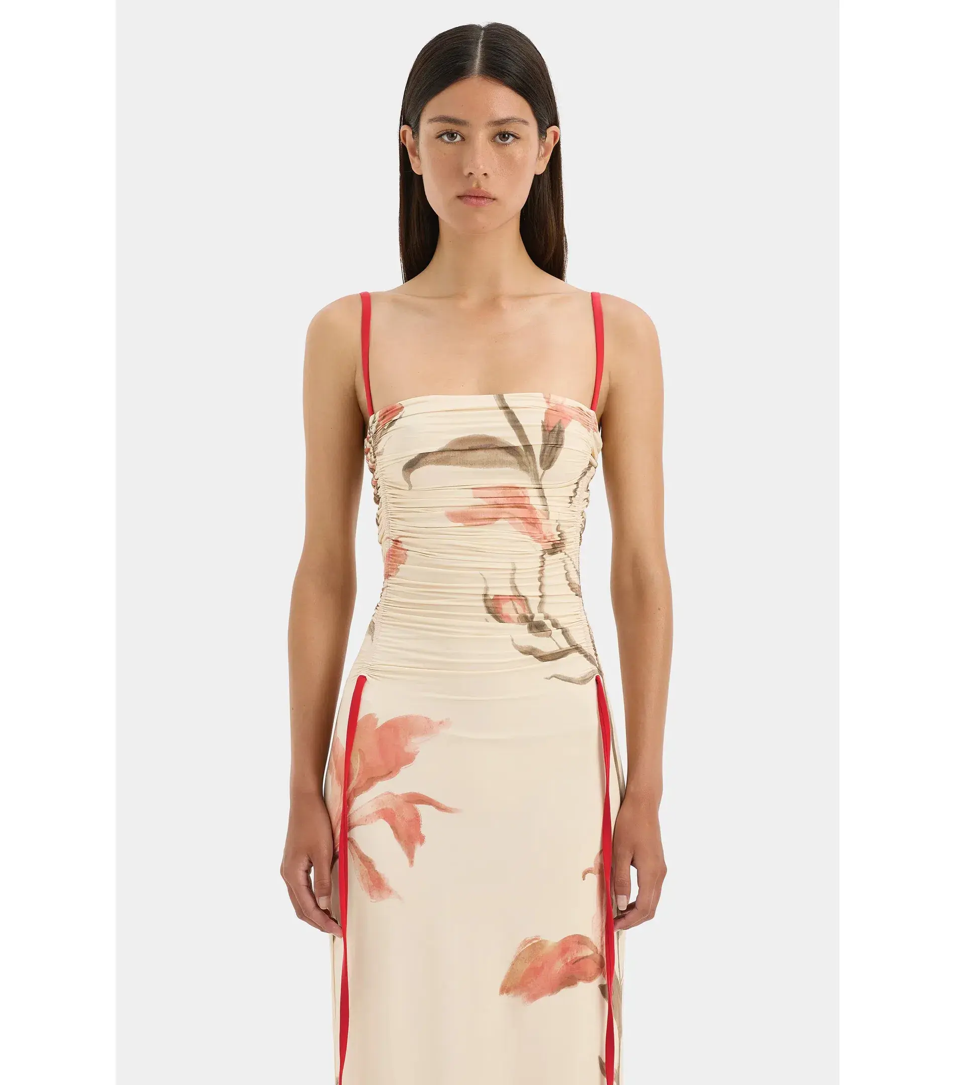 Sir the Label Hana Ruched Midi Dress Gladioli Print Size 2 / AU 10 - Image 2