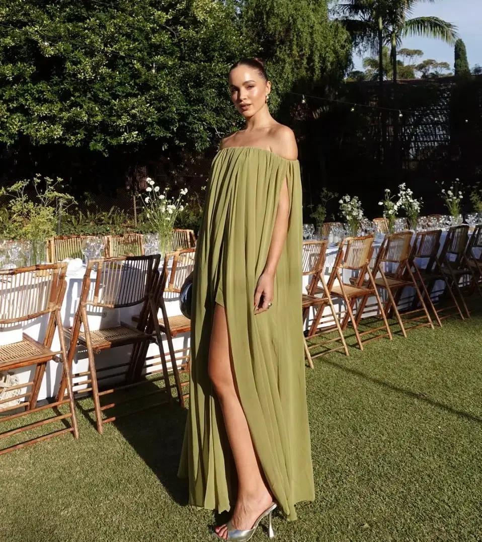 Sass & Bide Claret Maxi Dress Olive Green Size AU 6 for rent on The Volte - main image