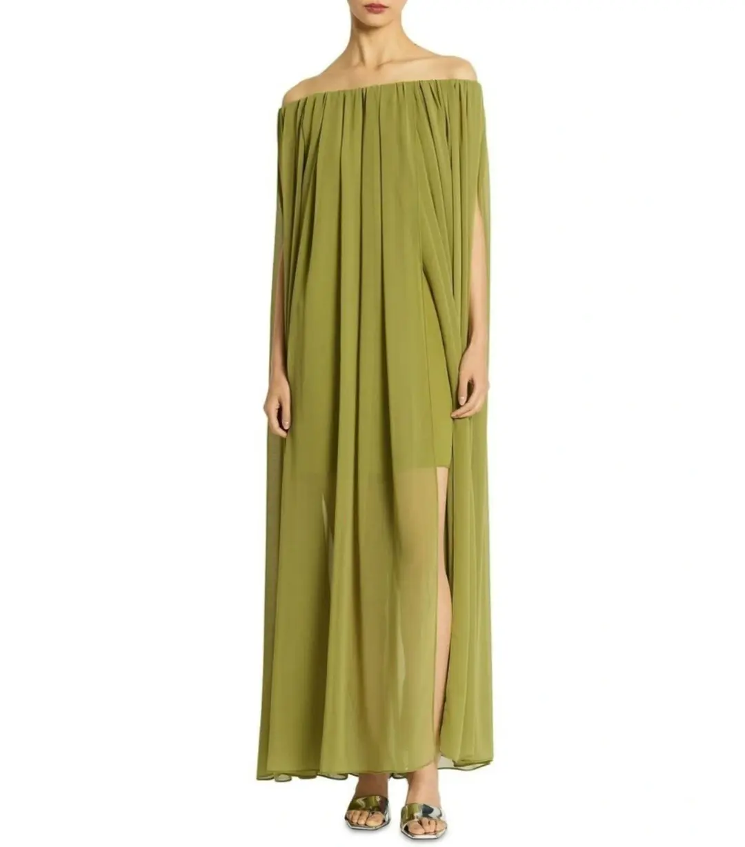 Sass & Bide Claret Maxi Dress Olive Green Size AU 6 for rent on The Volte - main image