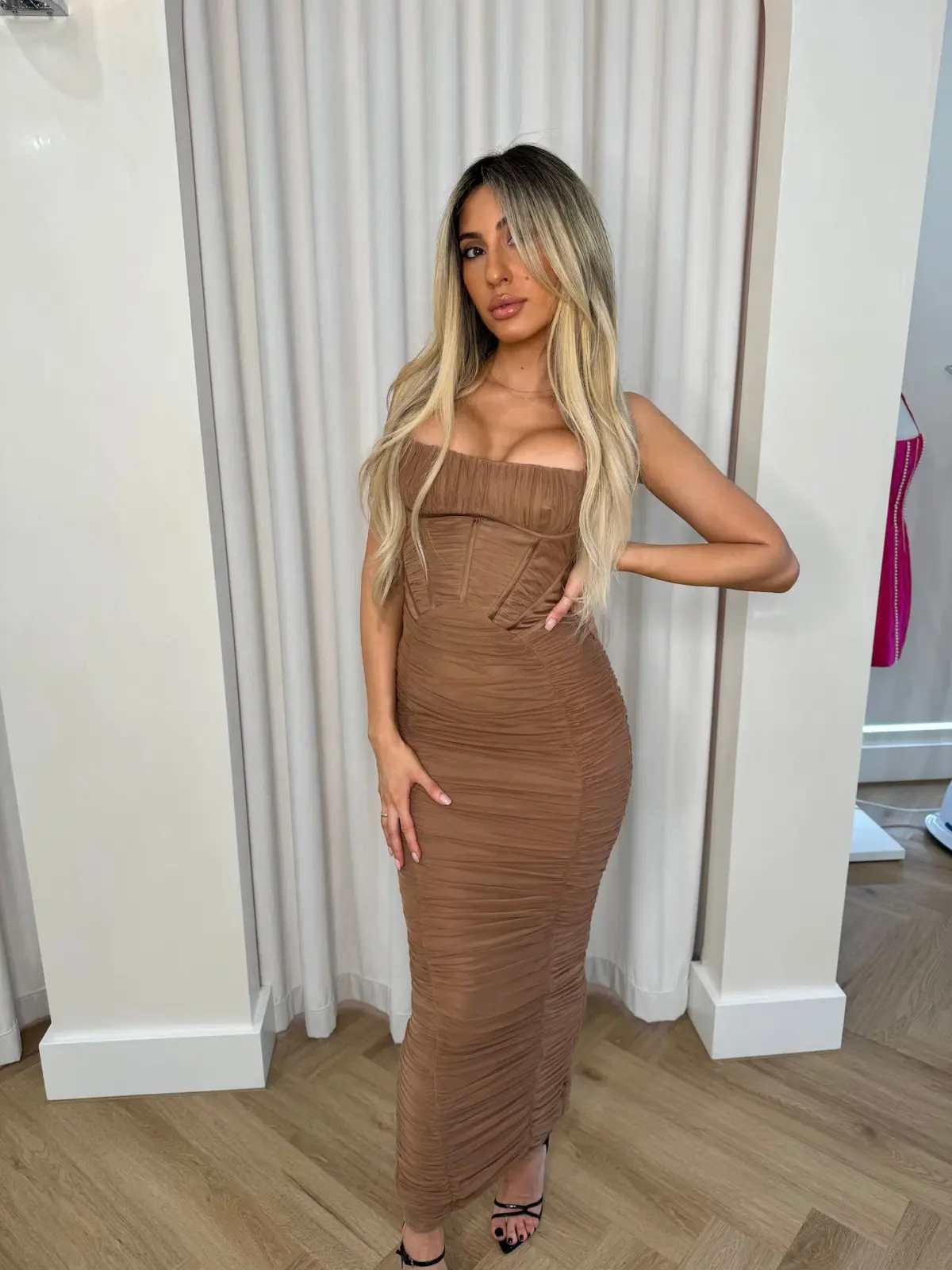 House of CB Lilian Corset Maxi Dress Mocha Size S / AU 8 - Image 3