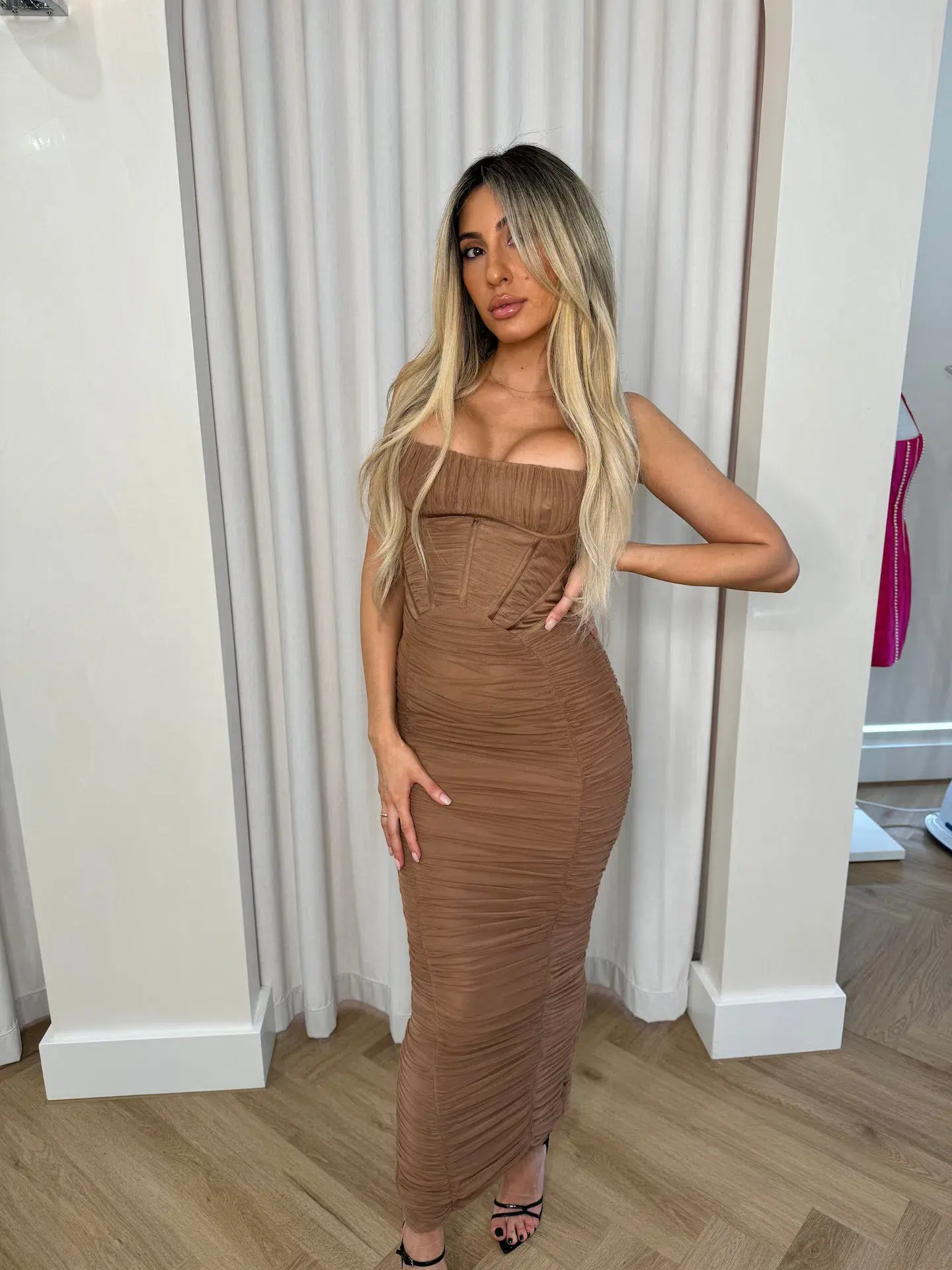 House of CB Lilian Corset Maxi Dress Mocha Size S / AU 8 - Image 3
