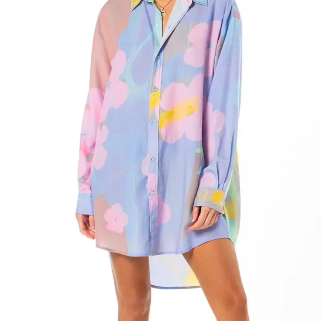 Something Very Special Happy High-biscus Shirt Dress Multi Size AU 10  - Image 3