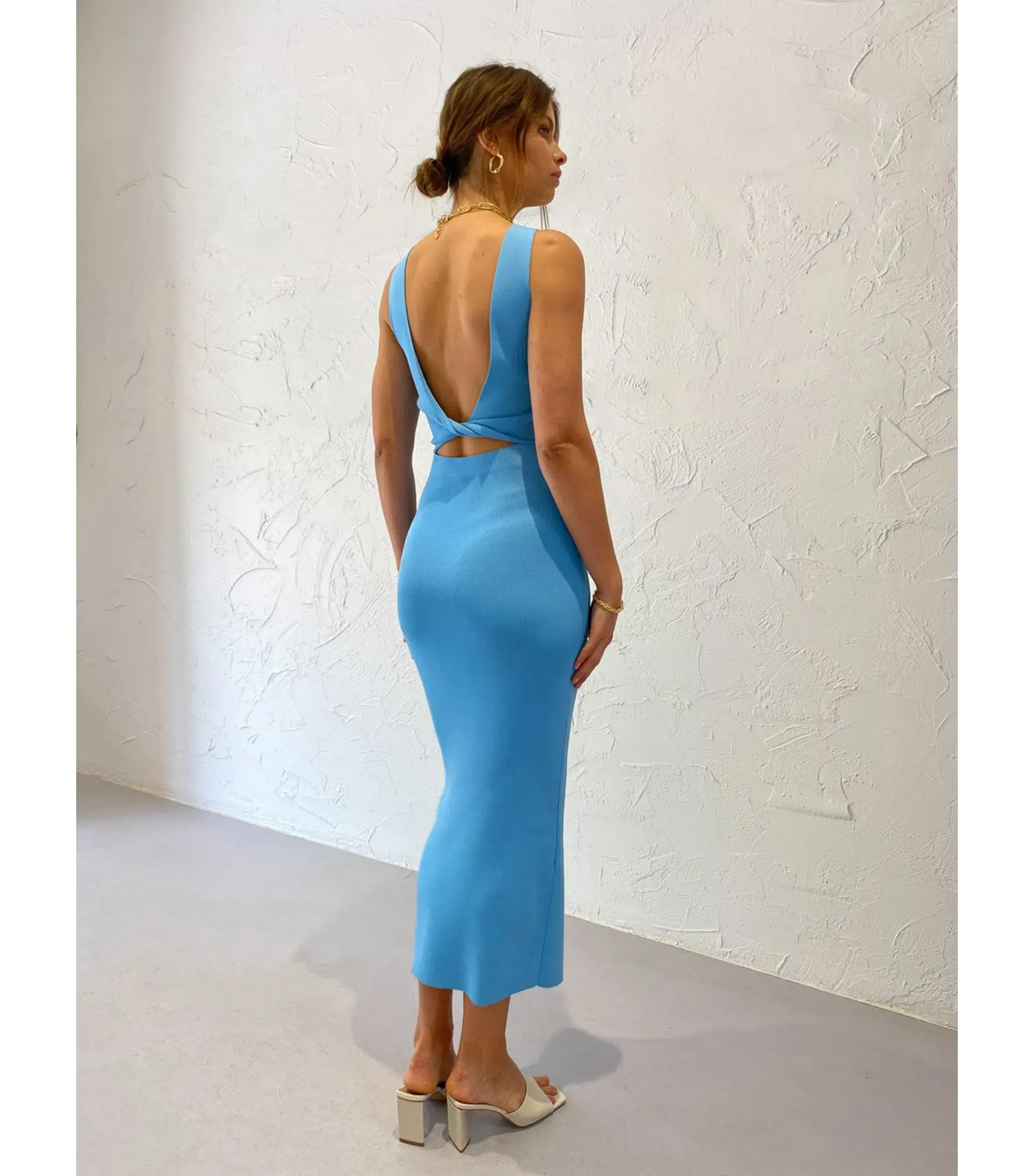 Bec & Bridge Sorbet Summer Midi Dress Azure Blue Size AU 8 - Image 2
