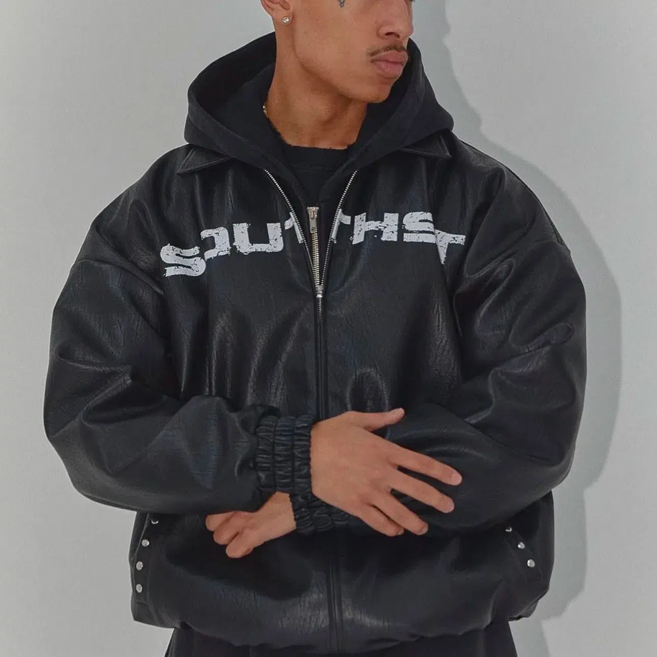 South Street International Faux Leather Jacket Black Size AU 12 - Image 2