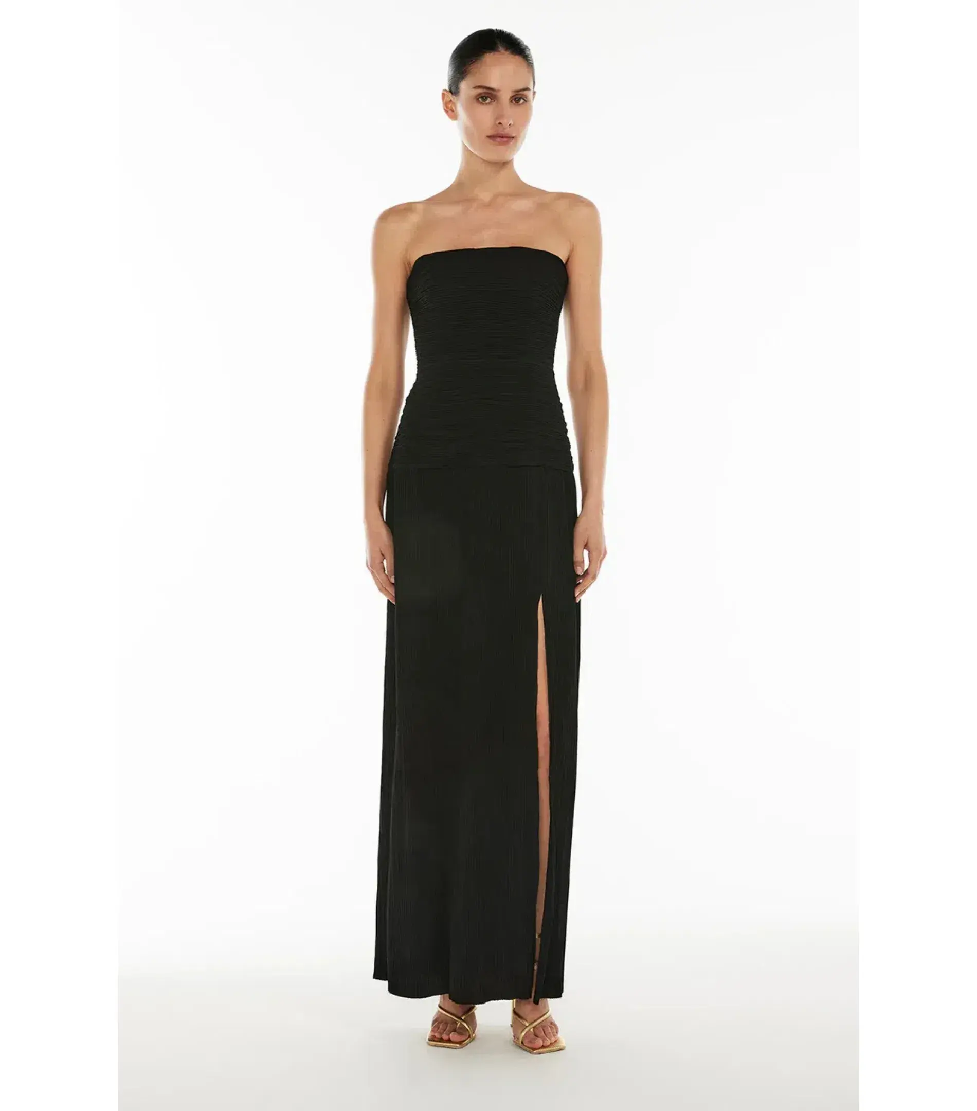 Manning Cartell Double Time Pleat Strapless Dress Black Size AU 8 - Image 2