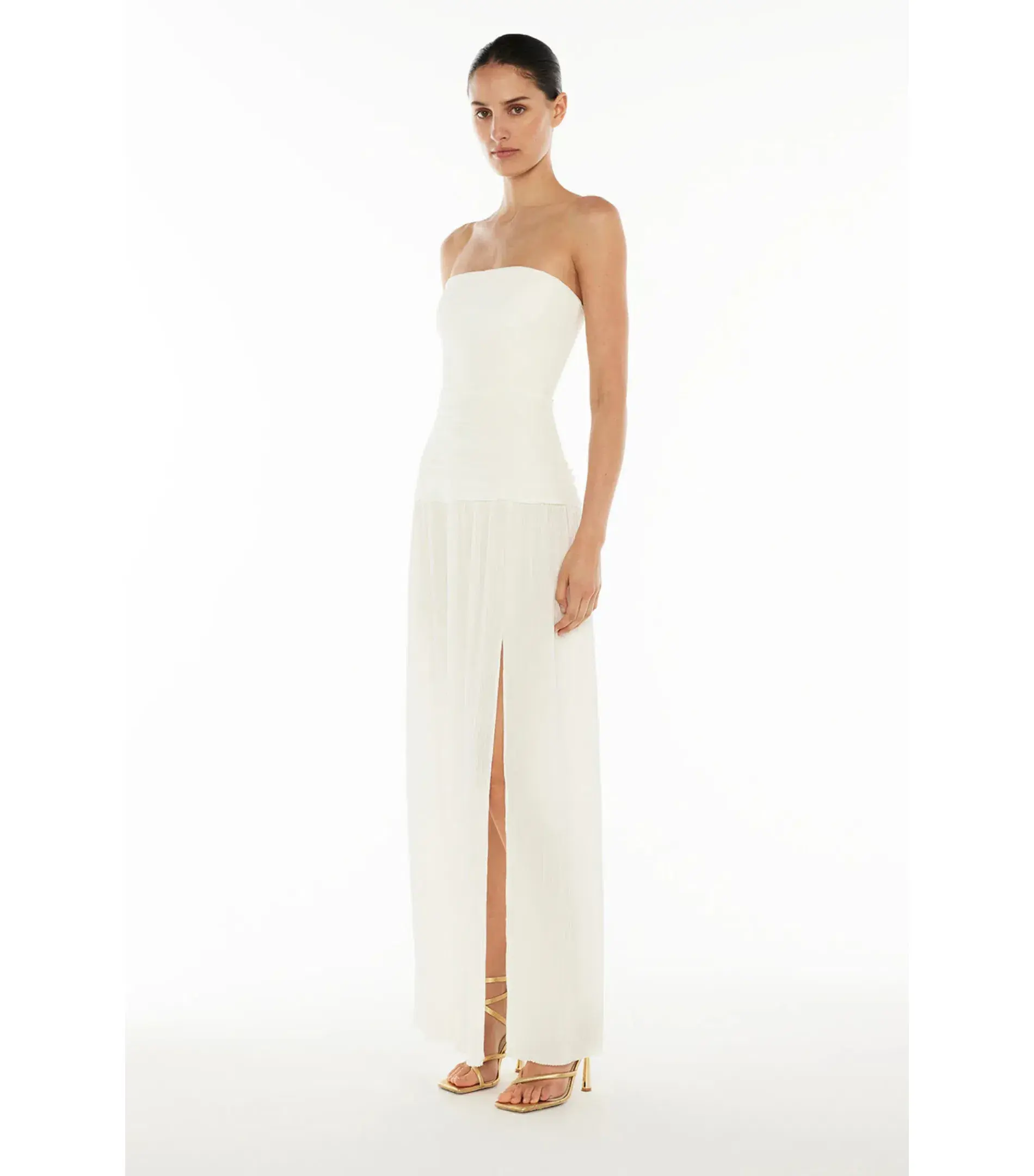 Manning Cartell Double Time Pleat Strapless Dress White Size AU 8 - Image 2