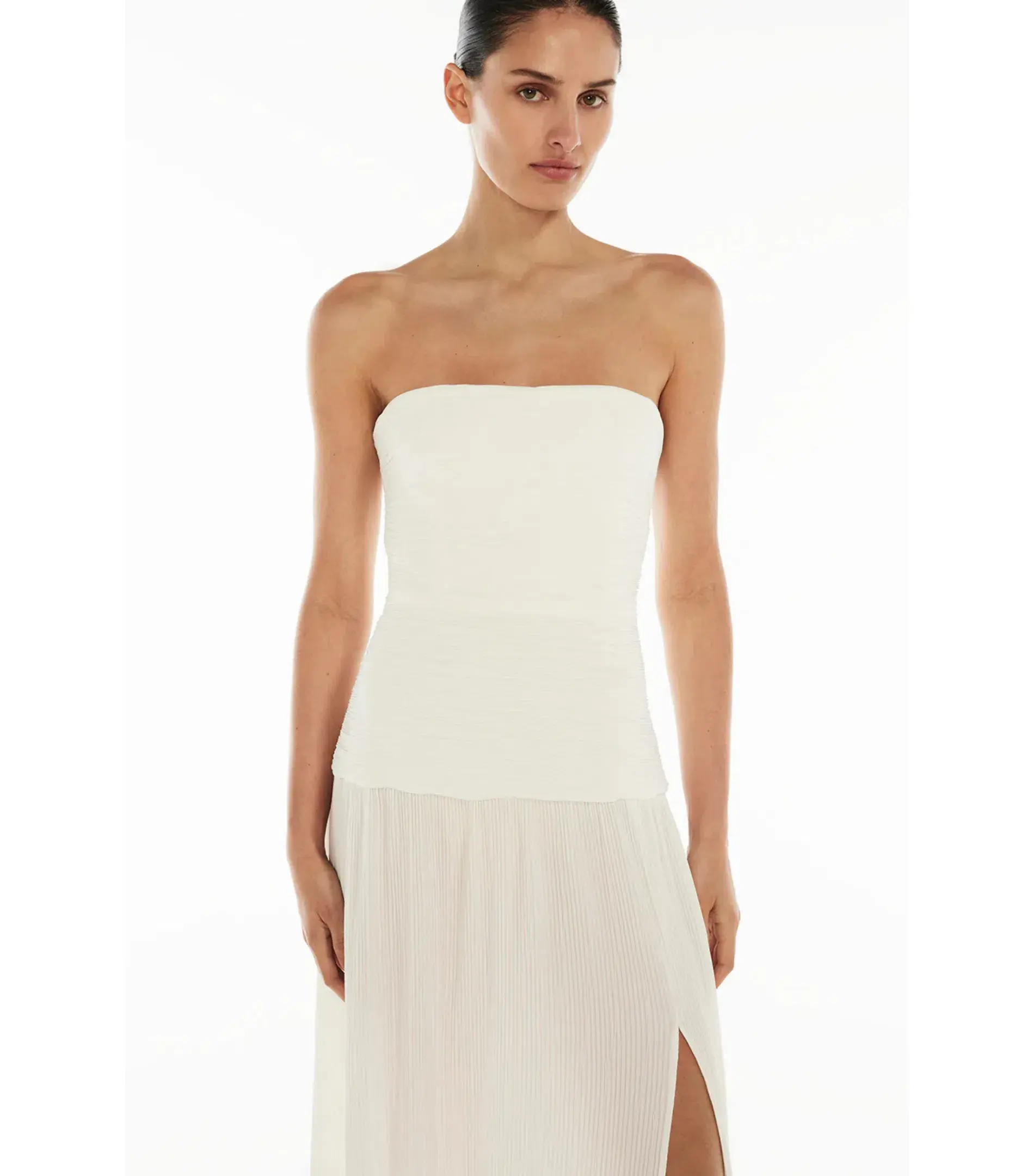 Manning Cartell Double Time Pleat Strapless Dress White Size AU 8 - Image 3