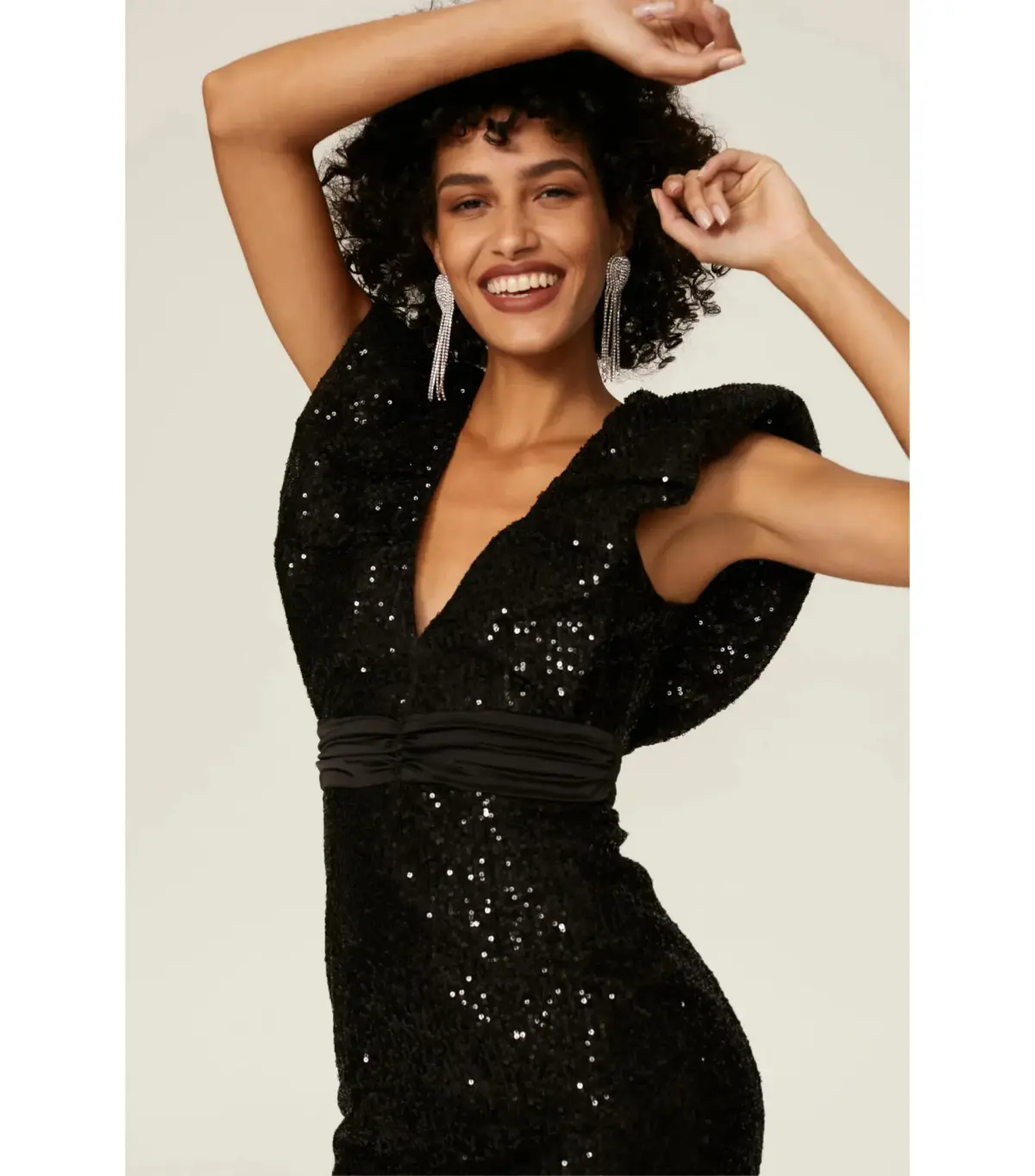 Elle Zeitoune Marla Sequin Mini Dress Black Size XS / AU 6 - Image 2