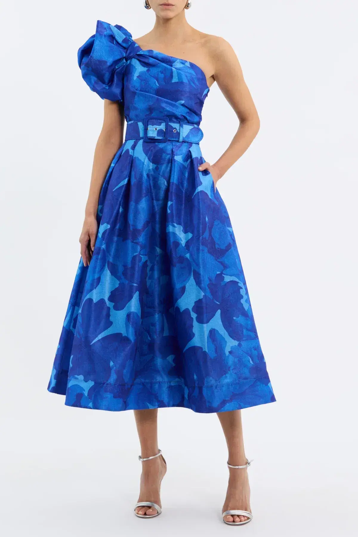 Rebecca Vallance Azula Midi Dress Blue Floral Size 12  - Image 2