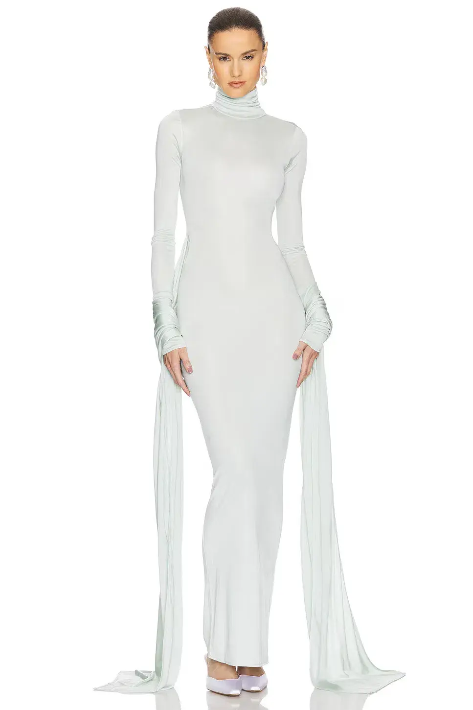 Helsa Slinky Jersey Sarong Maxi Dress Mint Green Size XS / AU 6 - Image 4