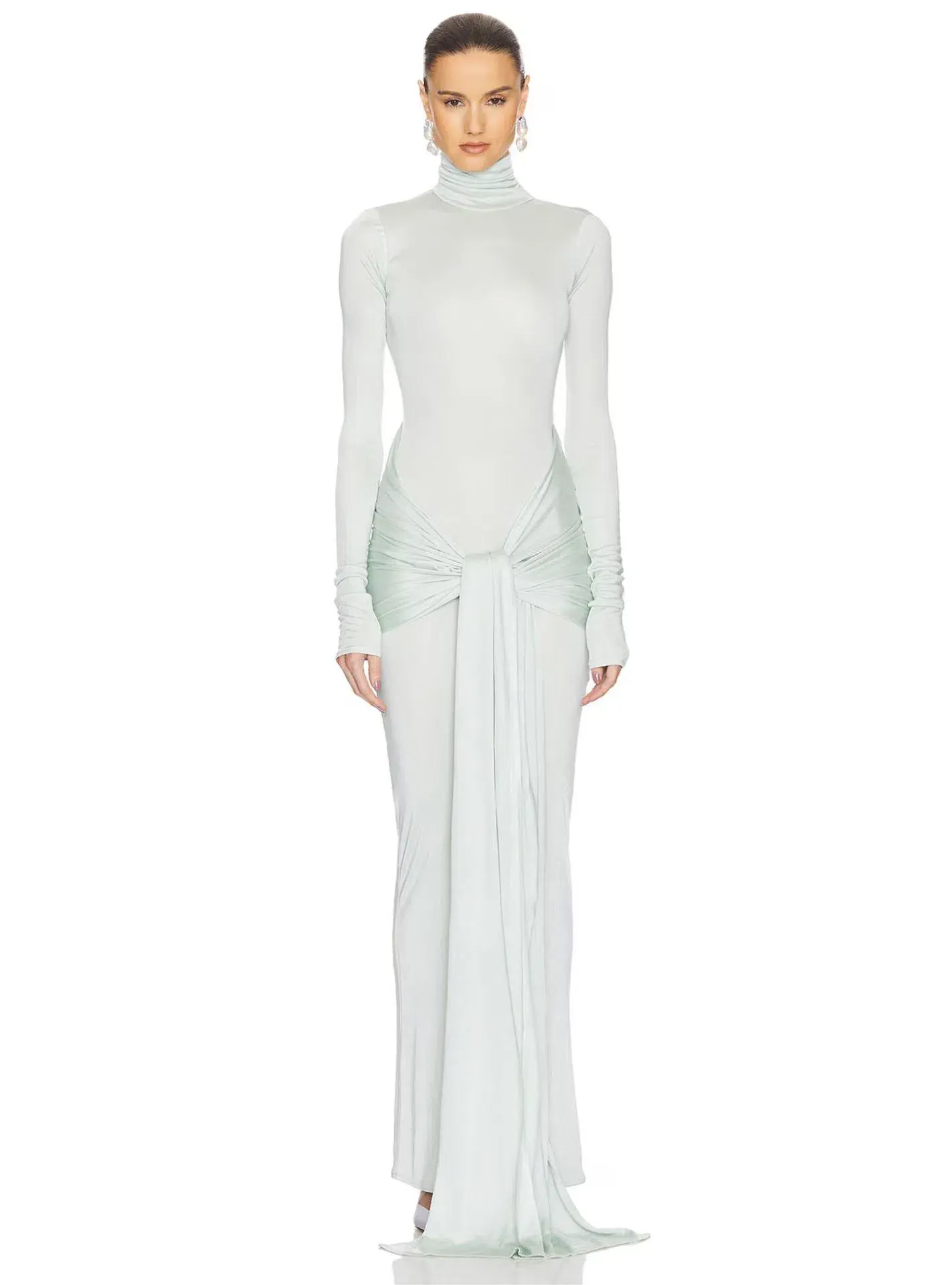 Helsa Slinky Jersey Sarong Maxi Dress Mint Green Size M / AU 10  - Image 1