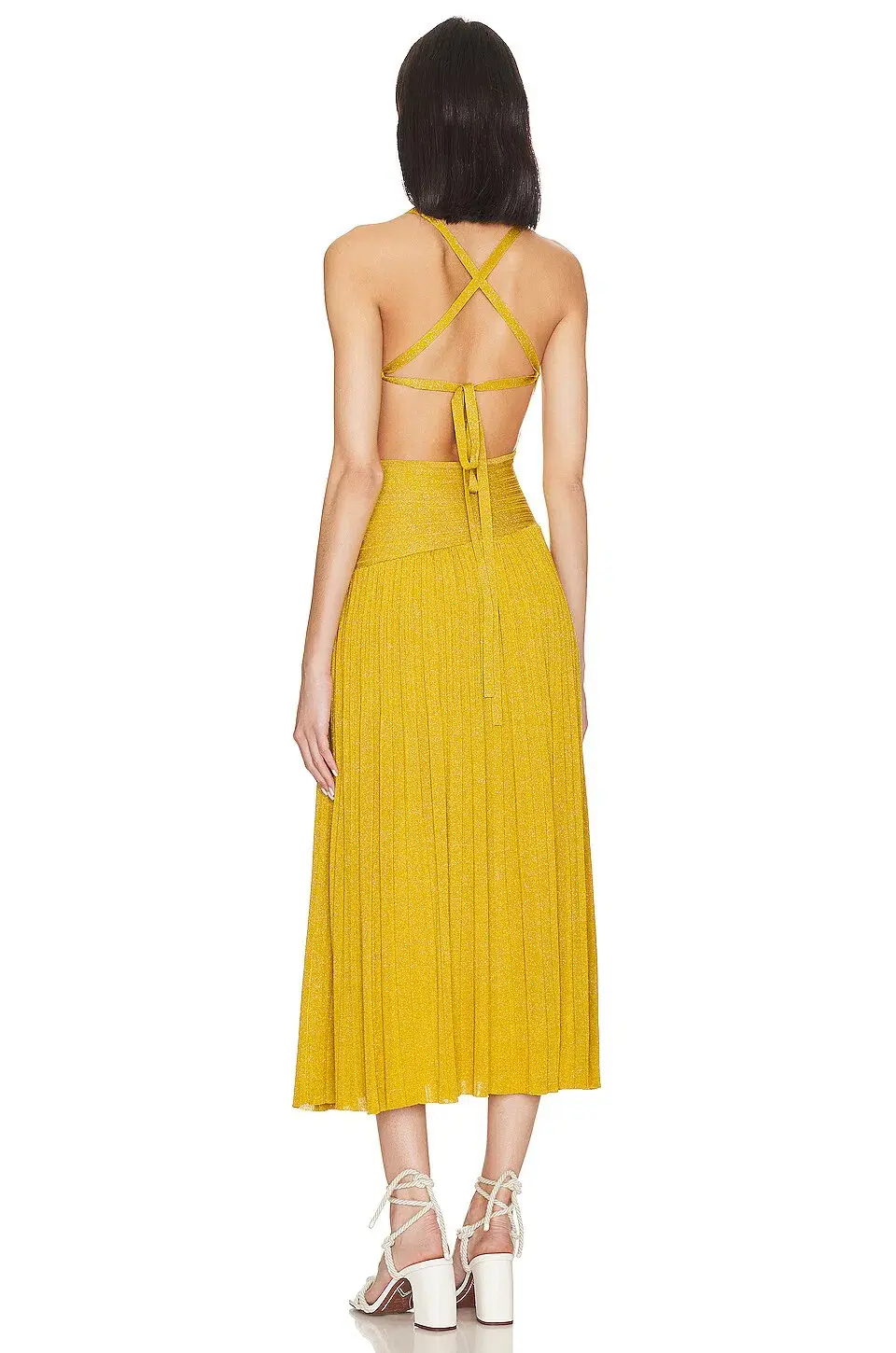 Zimmermann Devi Lurex Midi Dress in Mustard Yellow Size 1 / AU 10 - Image 3