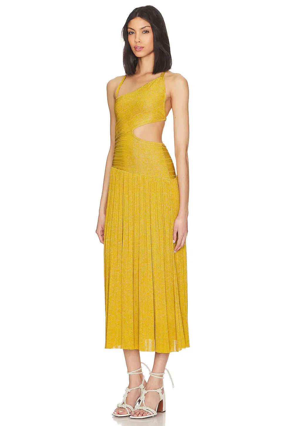 Zimmermann Devi Lurex Midi Dress in Mustard Yellow Size 1 / AU 10 - Image 4