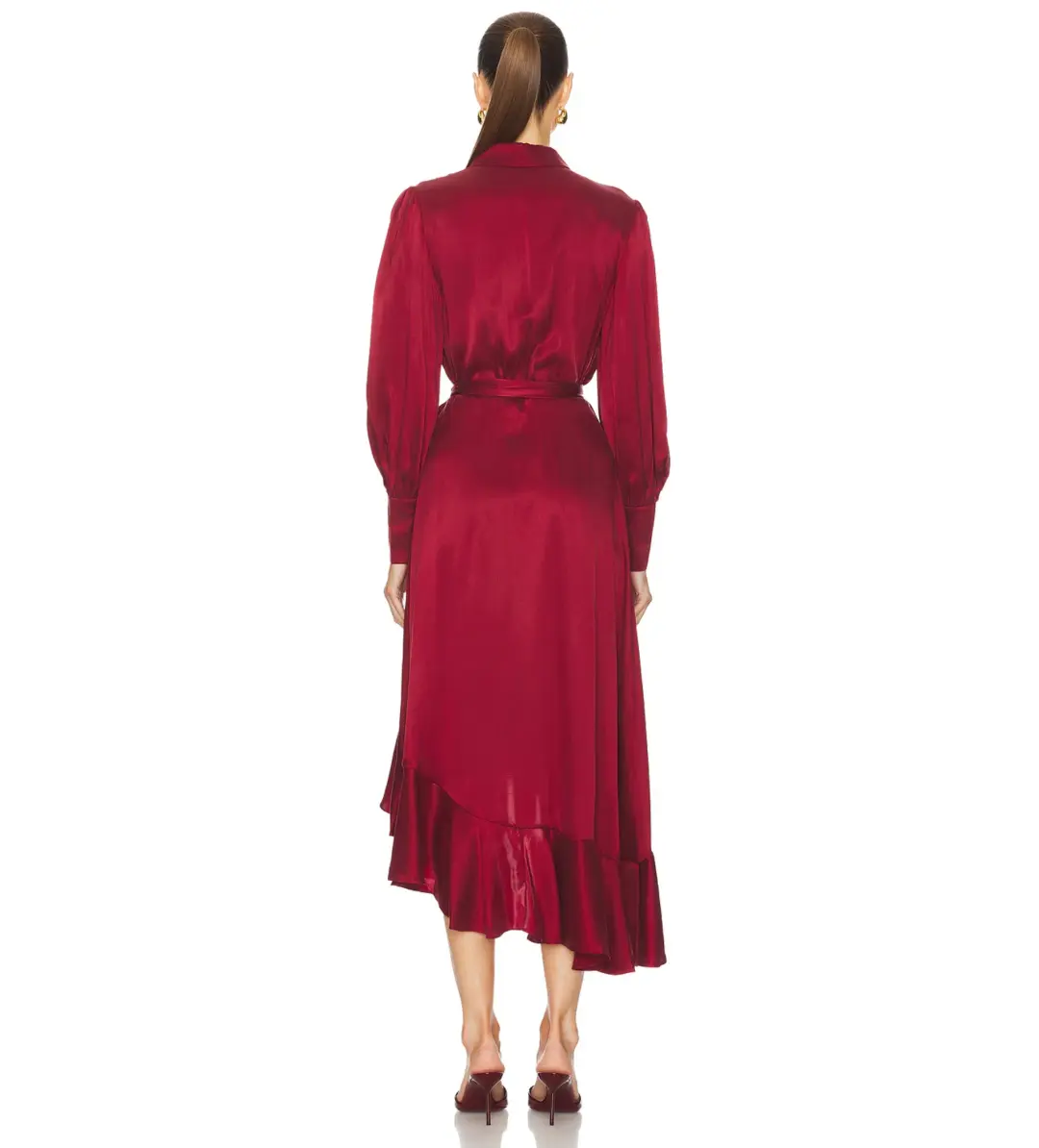 Zimmermann Silk Wrap Midi Dress in Burgundy Size 8 for rent on The Volte - main image