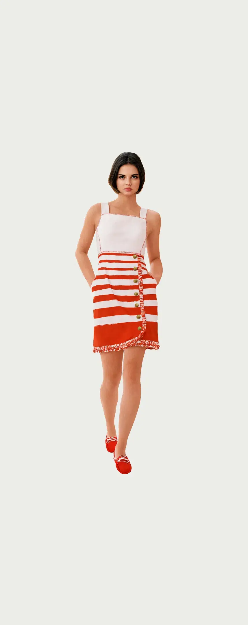 Zimmermann Postcard Boatneck Mini Dress White/Red Size 14 - Image 1