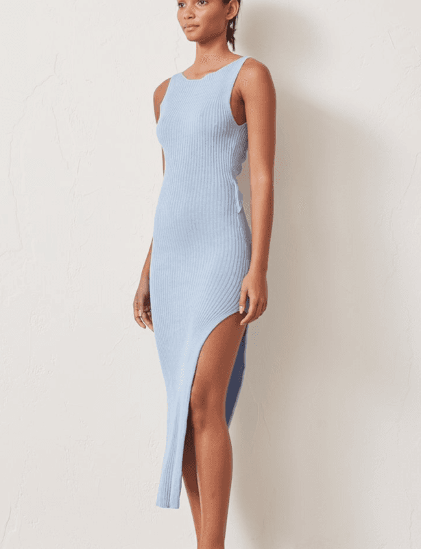 Bec & Bridge Riviera Knit Midi Dress - Sky Blue (Original) - Size 8 - Image 4