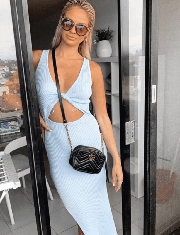 Bec & Bridge Riviera Knit Midi Dress - Sky Blue (Original) - Size 8 for rent on The Volte - main image