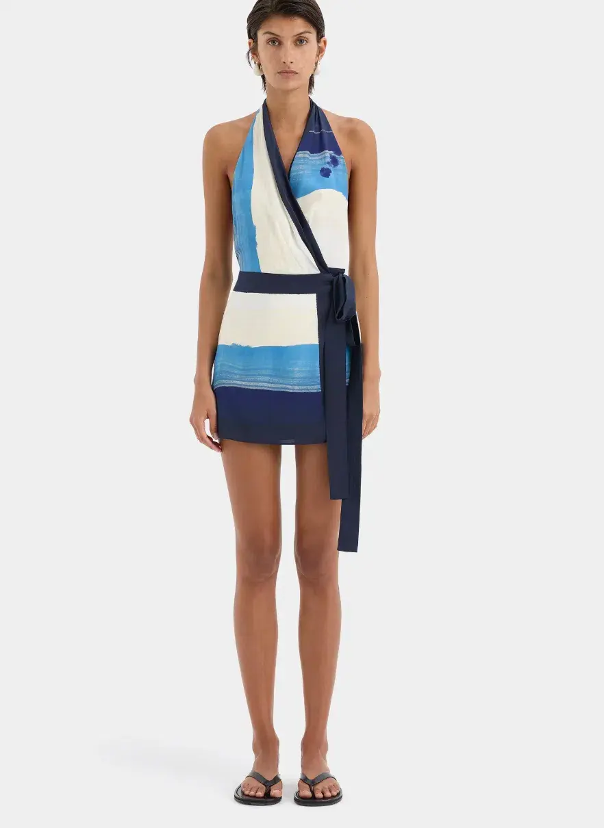 Mariner Wrap Halter Mini Dress size 1 - Image 1