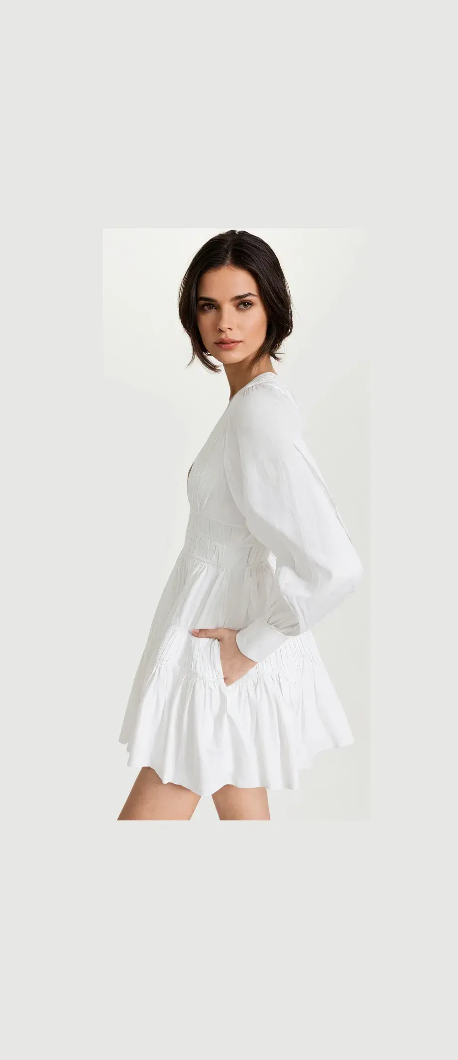 Aje Fallingwater Gathered Mini Dress White Size 12 - Image 3