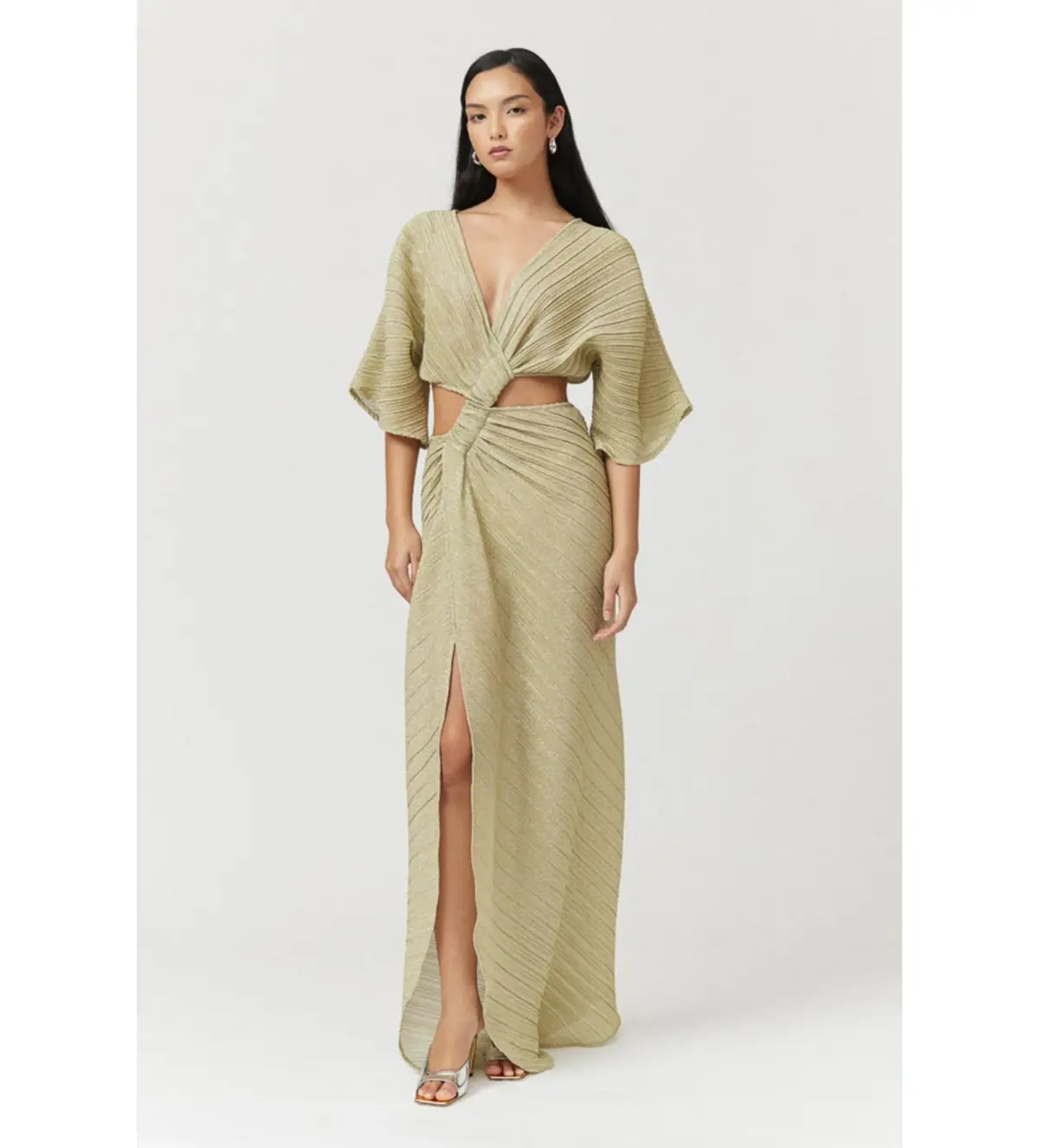 Suboo Stevie Cross-Over Midi Dress Gold Size XS/Au 8  - Image 1