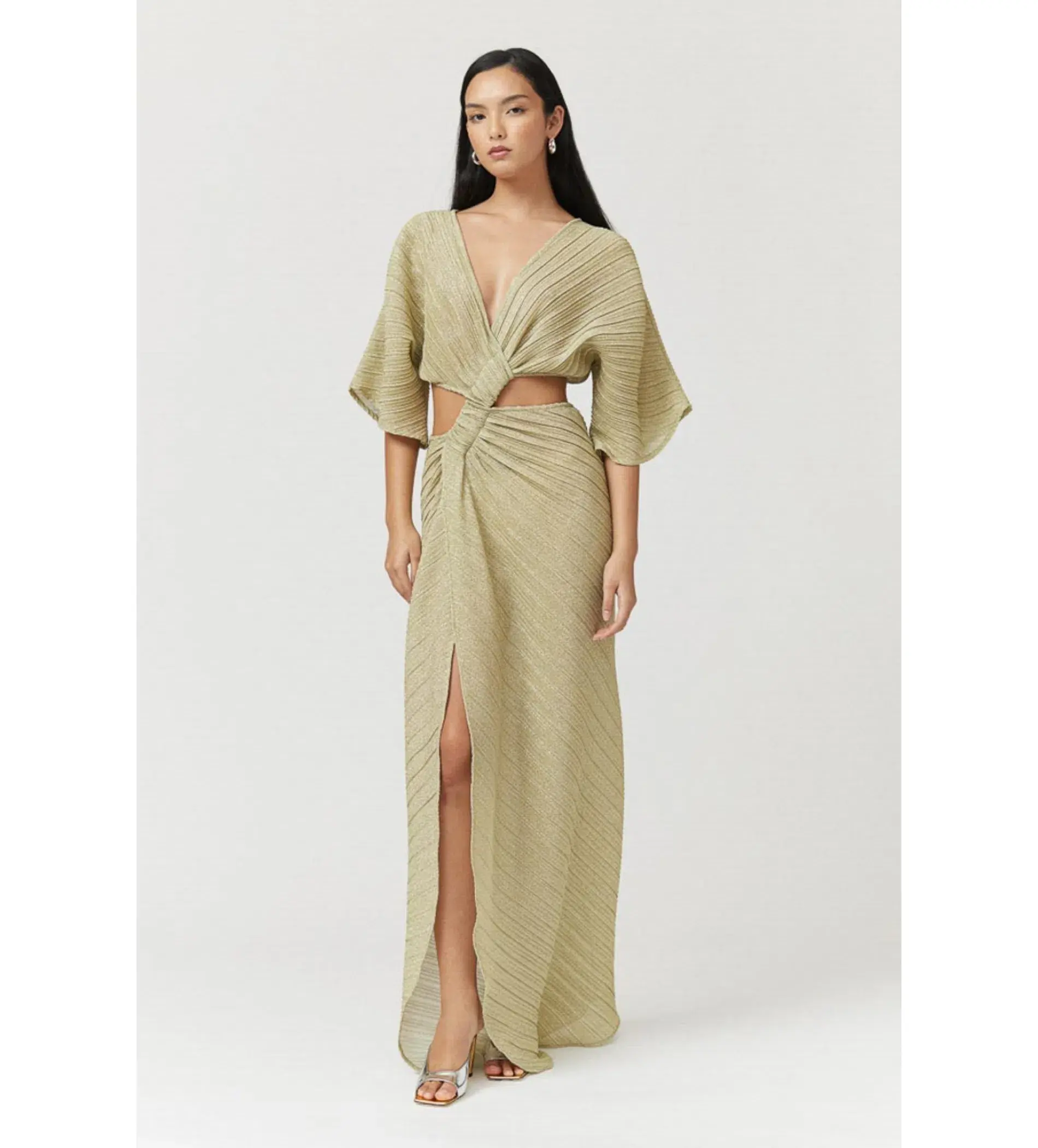 Suboo Stevie Cross-Over Midi Dress Gold Size XS/Au 8  - Image 1