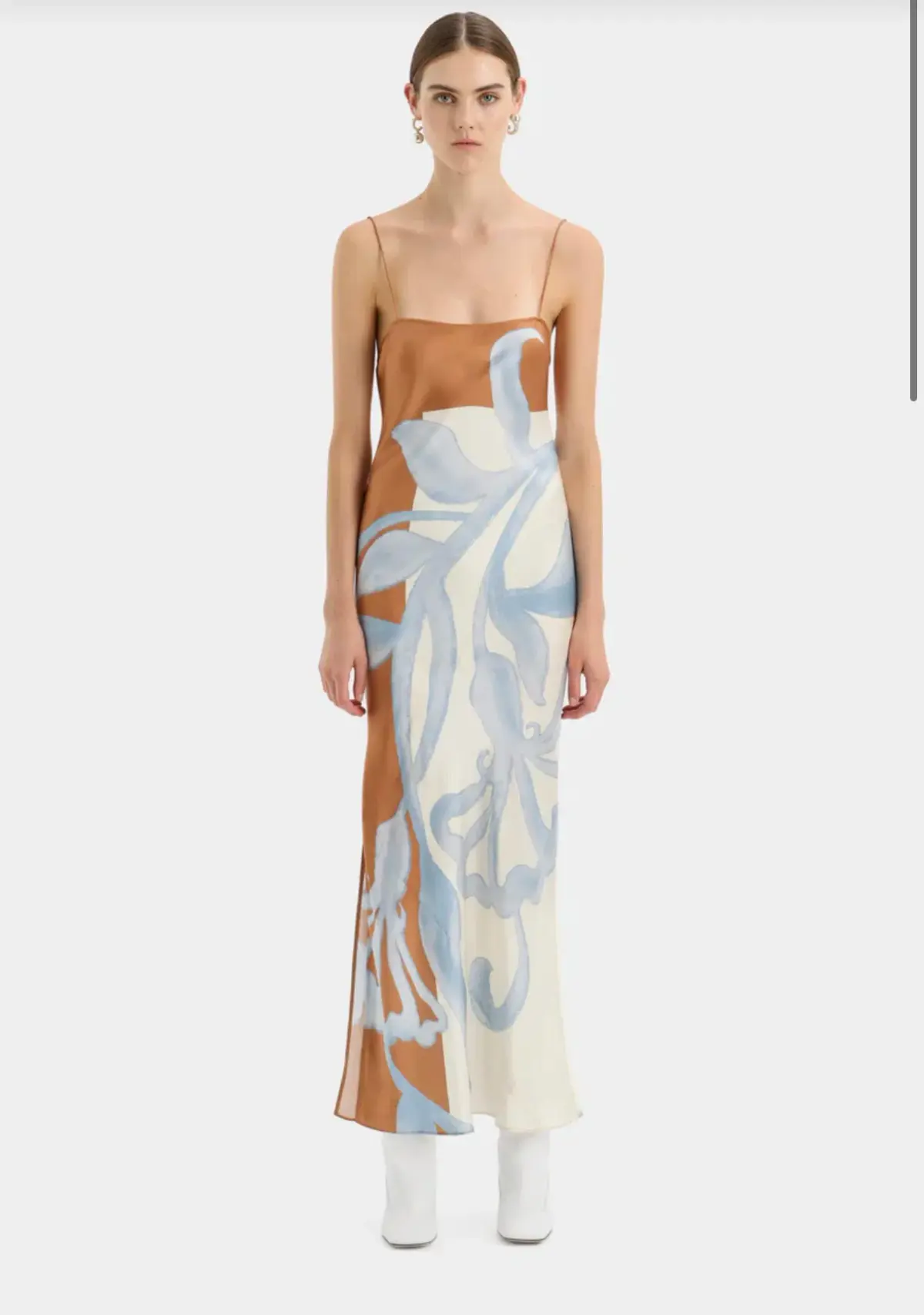 Sir the Label Sorrento Slip Dress Blue & Brown Sciarpa Print  Size 8 - Image 1