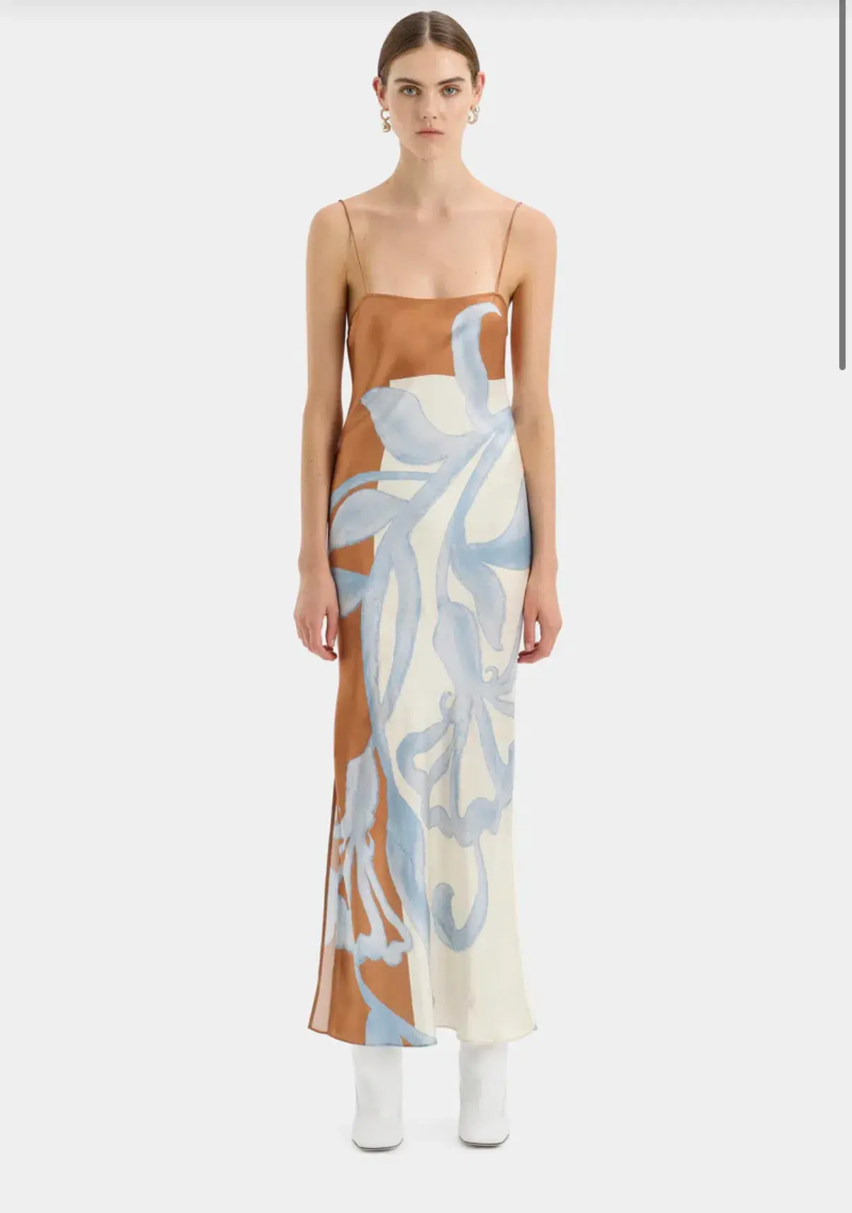 Sir the Label Sorrento Slip Dress Blue & Brown Sciarpa Print  Size 8 - Image 1