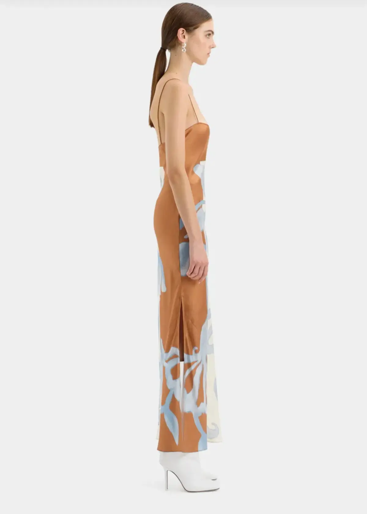 Sir the Label Sorrento Slip Dress Blue & Brown Sciarpa Print  Size 8 - Image 2