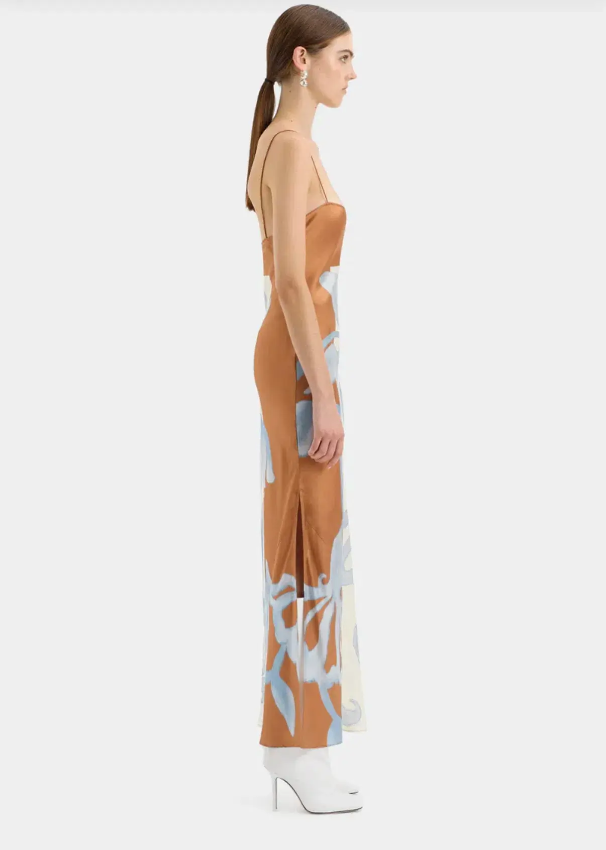 Sir the Label Sorrento Slip Dress Blue & Brown Sciarpa Print  Size 8 - Image 2