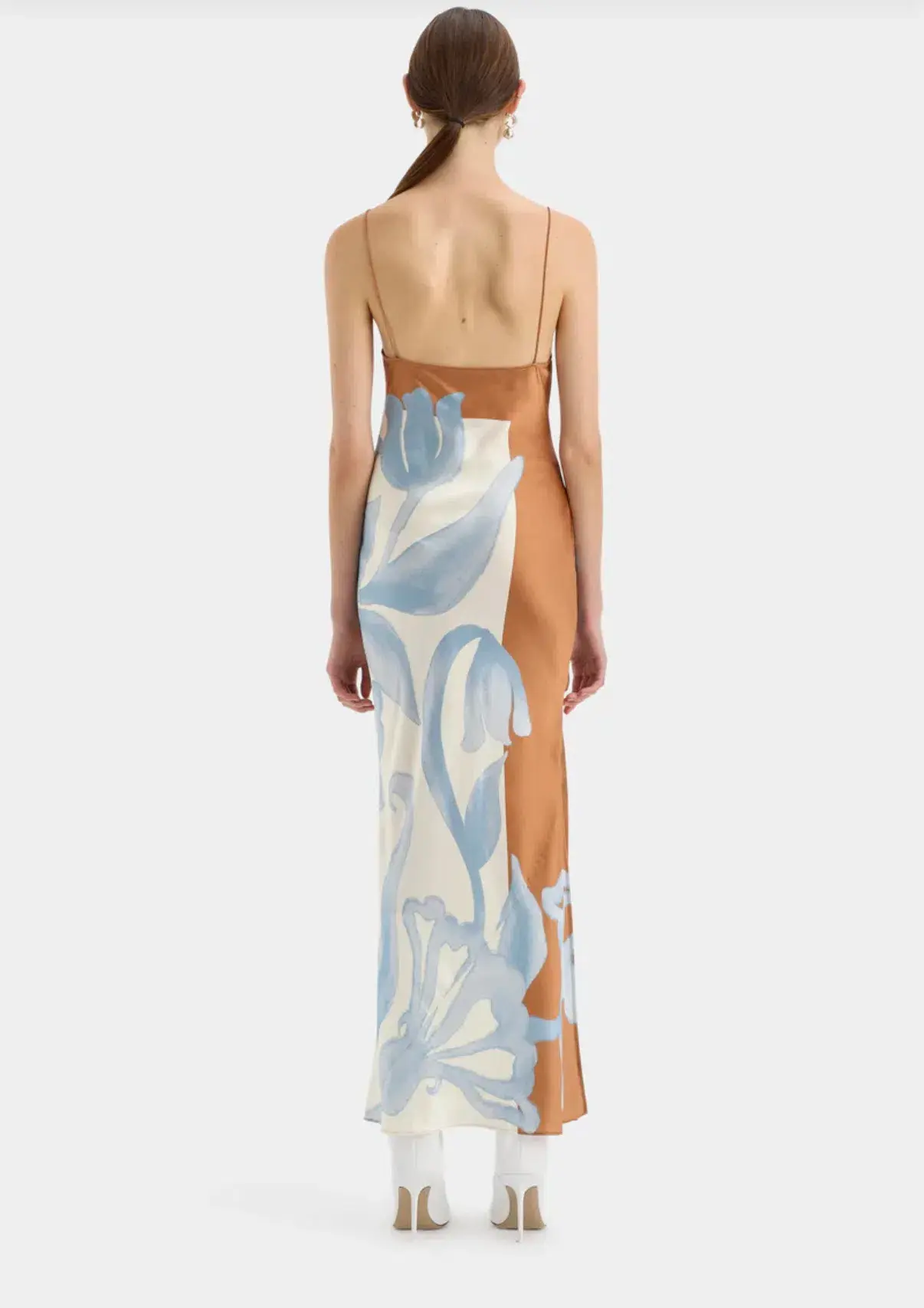 Sir the Label Sorrento Slip Dress Blue & Brown Sciarpa Print  Size 8 - Image 3