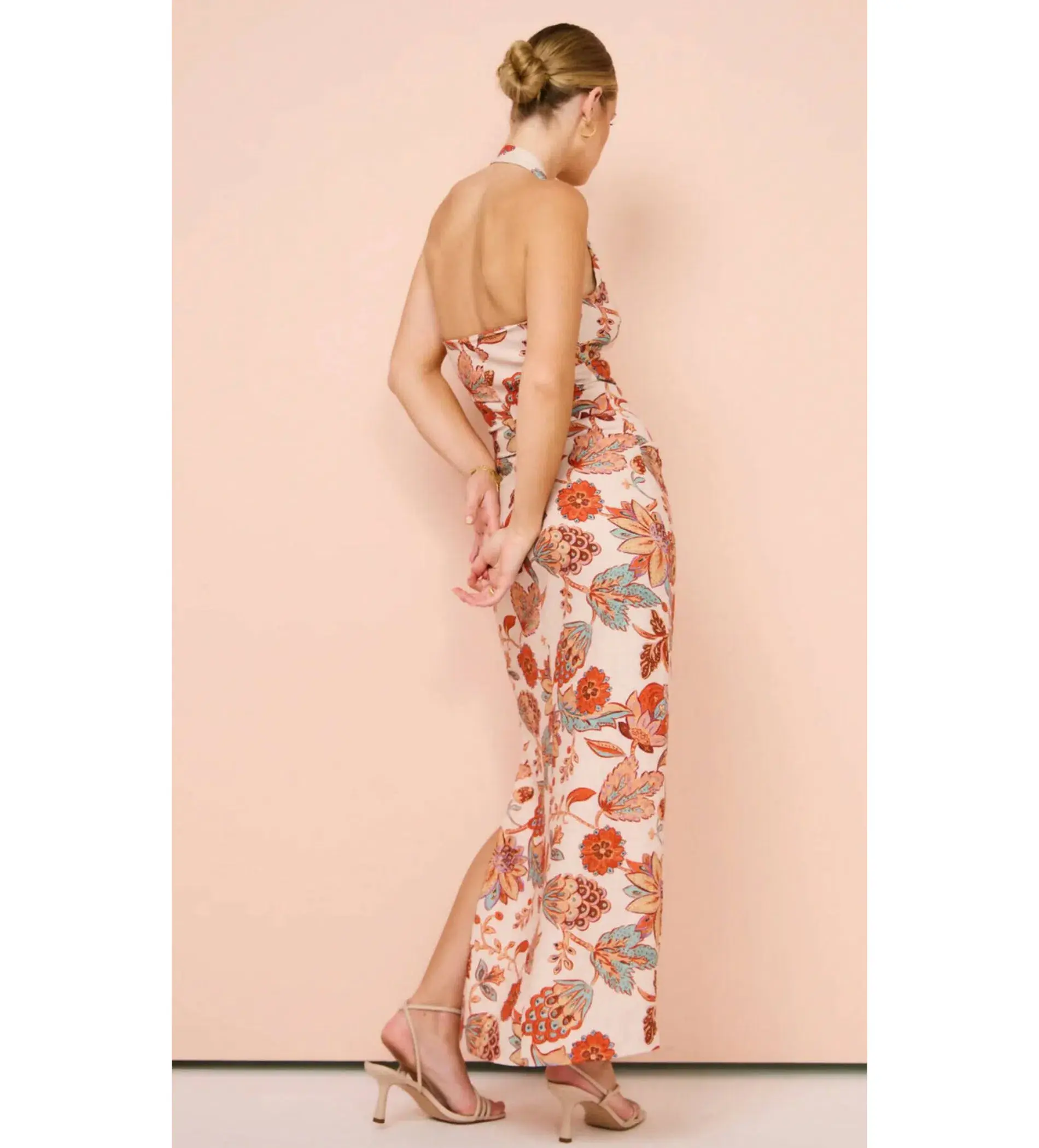Sir the Label Noemi Halter Midi Dress Print Size 8 - Image 2
