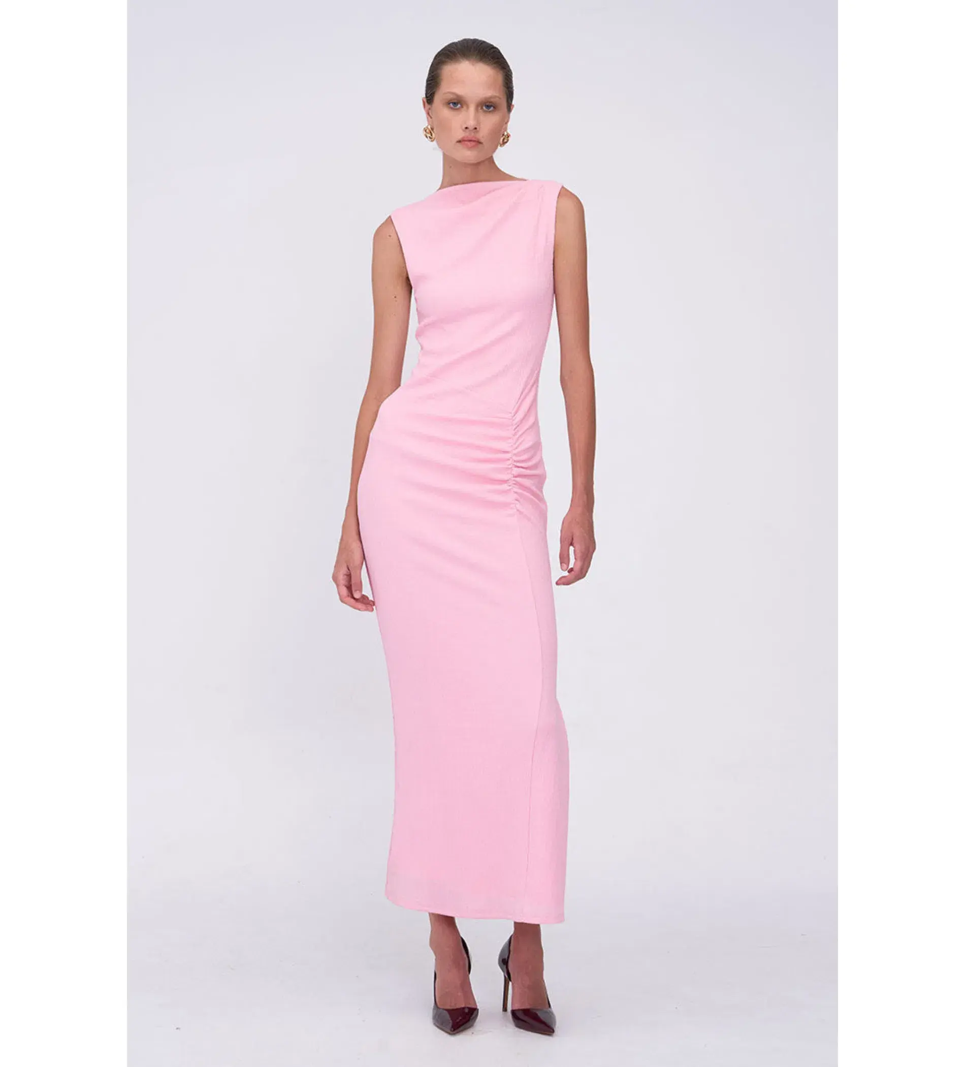Suboo Jacqui Rouched Front Midi Dress Pink Size 8 - Image 1