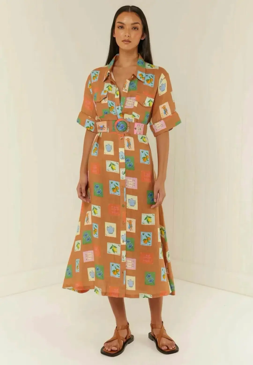 Palm Noosa Souvenir Shirt Dress Multi Size 14 for rent on The Volte - main image