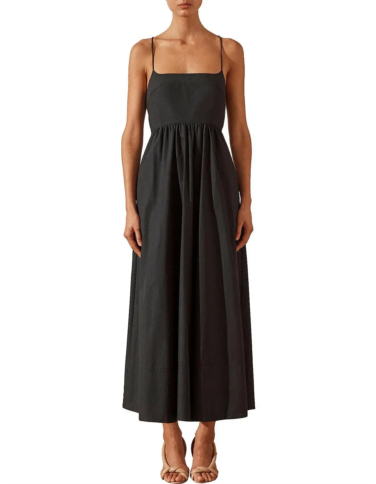 Shona Joy Andrea Low Open Back Midi Dress Black Size 6 - Image 1
