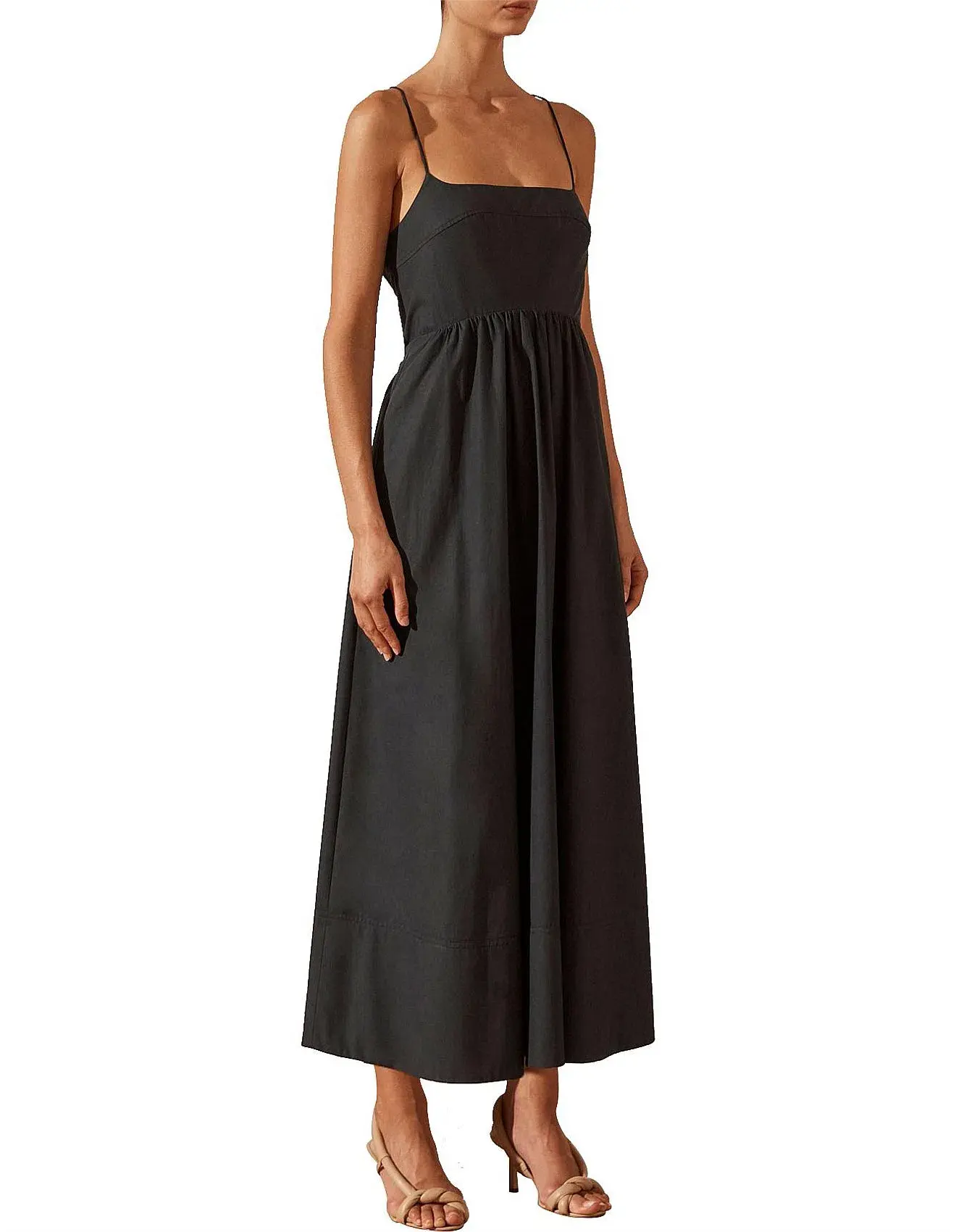 Shona Joy Andrea Low Open Back Midi Dress Black Size 6 - Image 2