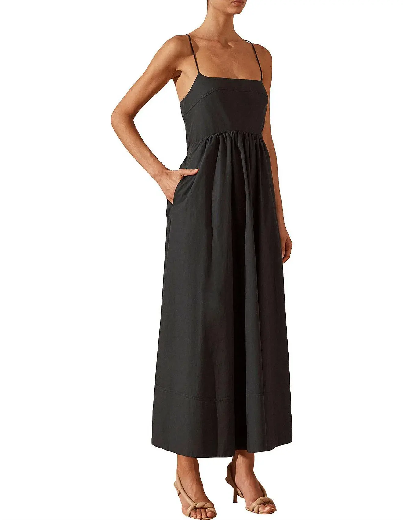 Shona Joy Andrea Low Open Back Midi Dress Black Size 6 - Image 3