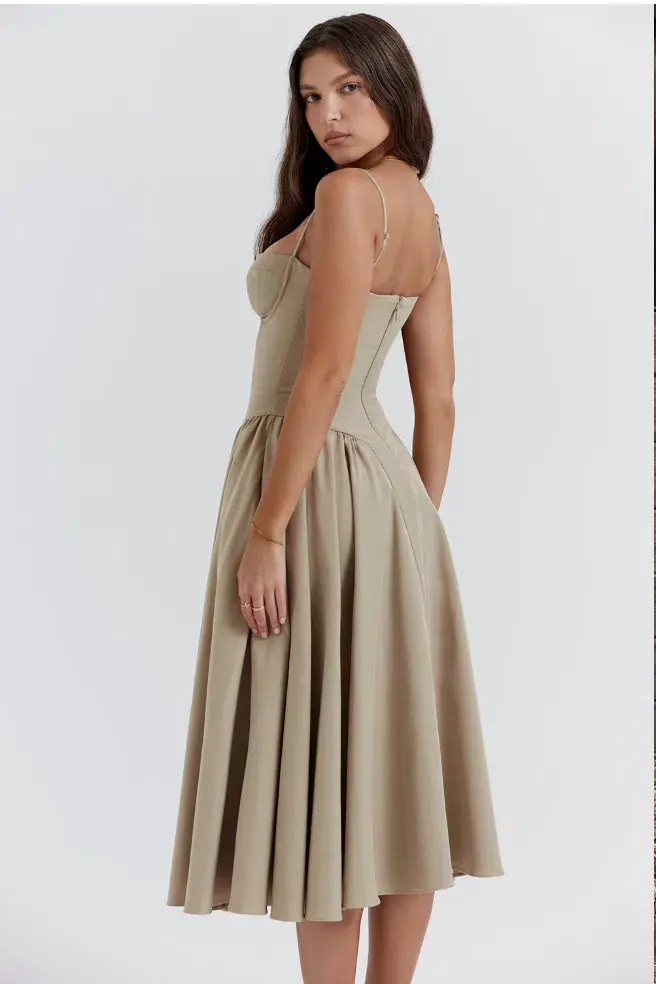 House of CB Samaria  Corset Sundress Taupe Size 8  - Image 3