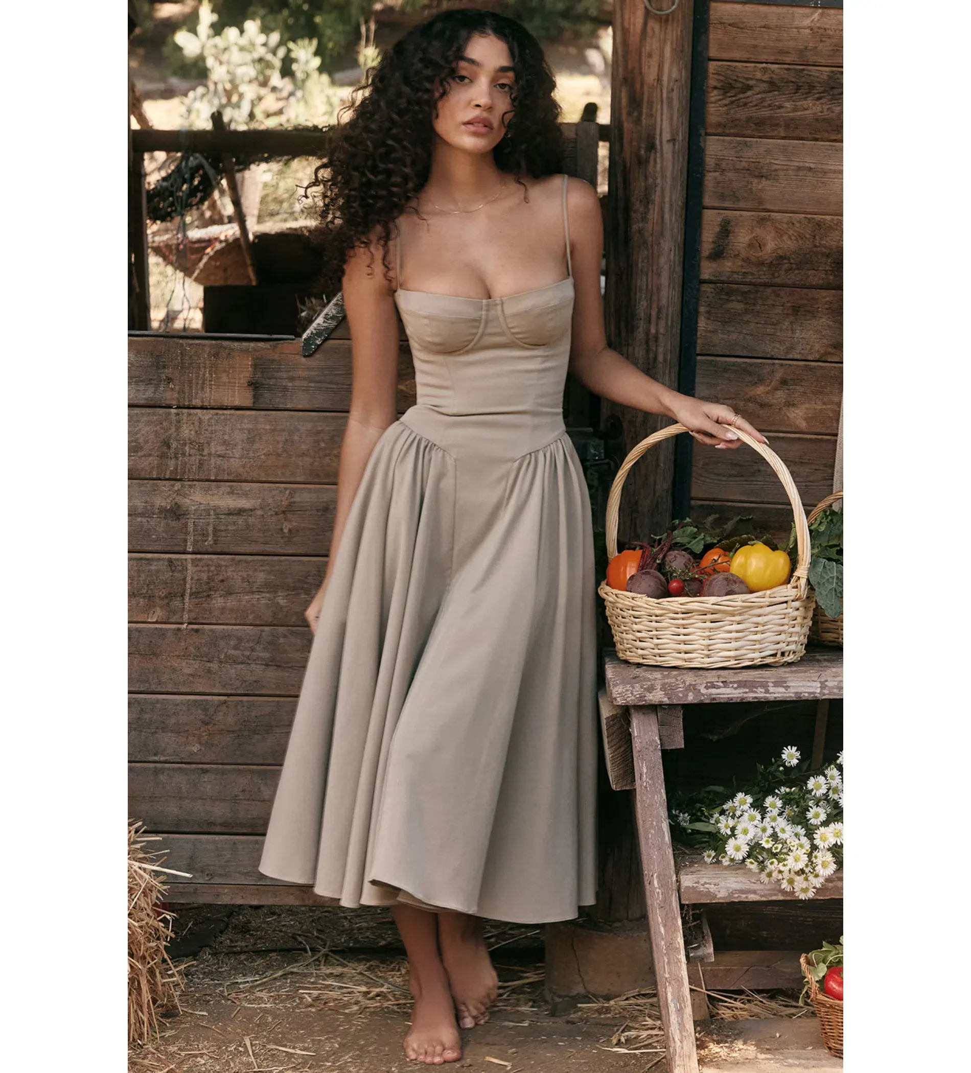 House of CB Samaria  Corset Sundress Taupe Size 8  - Image 1