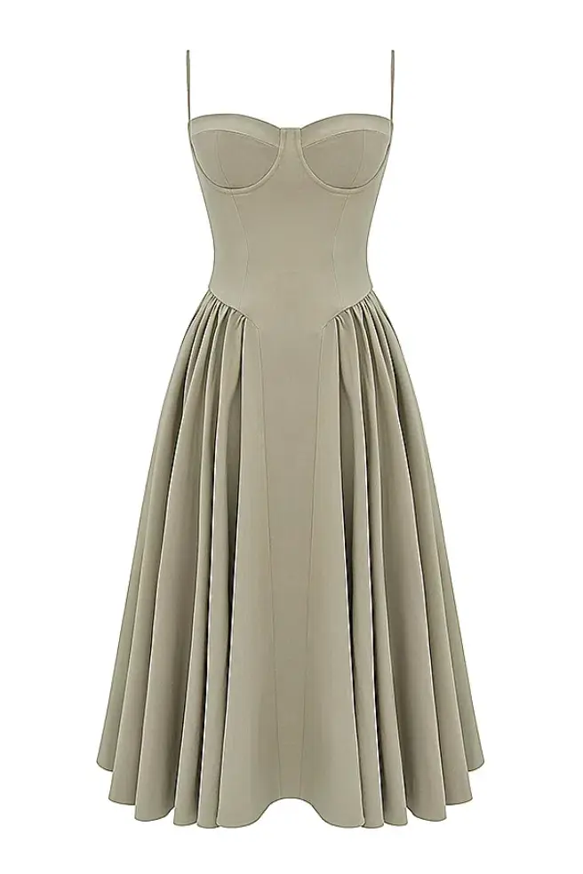 House of CB Samaria  Corset Sundress Taupe Size 8  - Image 5