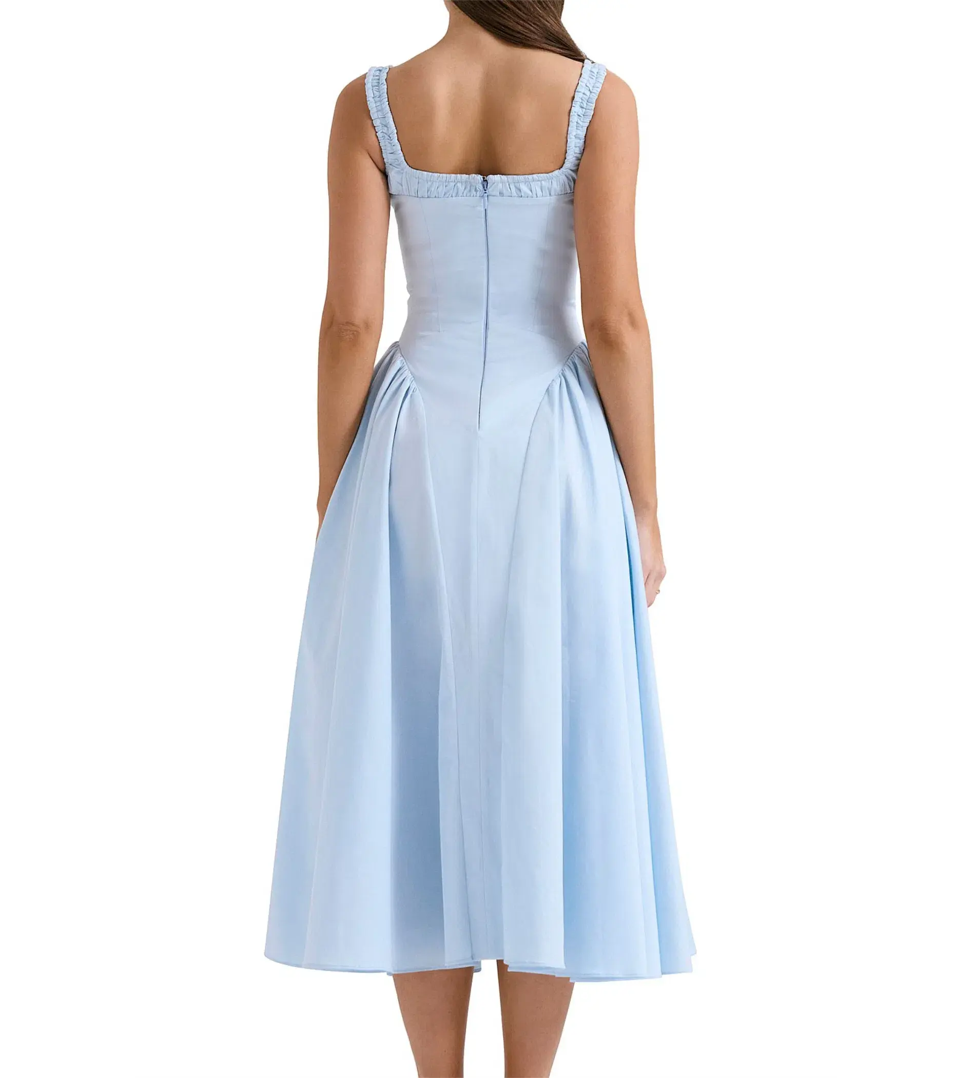 House of CB Dorothy Italian Azure Cotton Midi Sundress Blue Size 8  - Image 3
