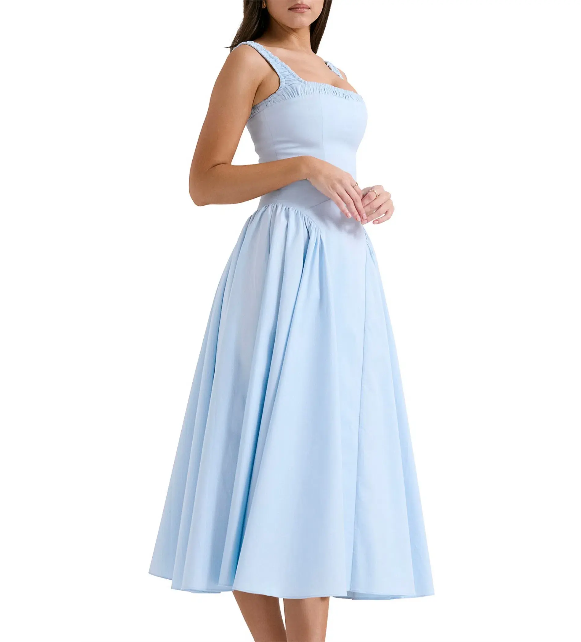 House of CB Dorothy Italian Azure Cotton Midi Sundress Blue Size 8  - Image 2