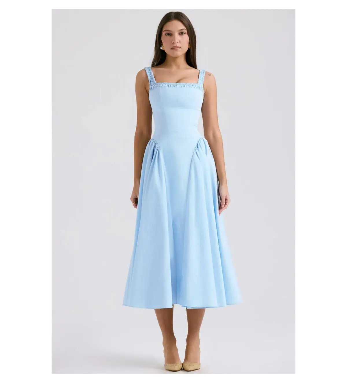 House of CB Dorothy Italian Azure Cotton Midi Sundress Blue Size 8  - Image 1